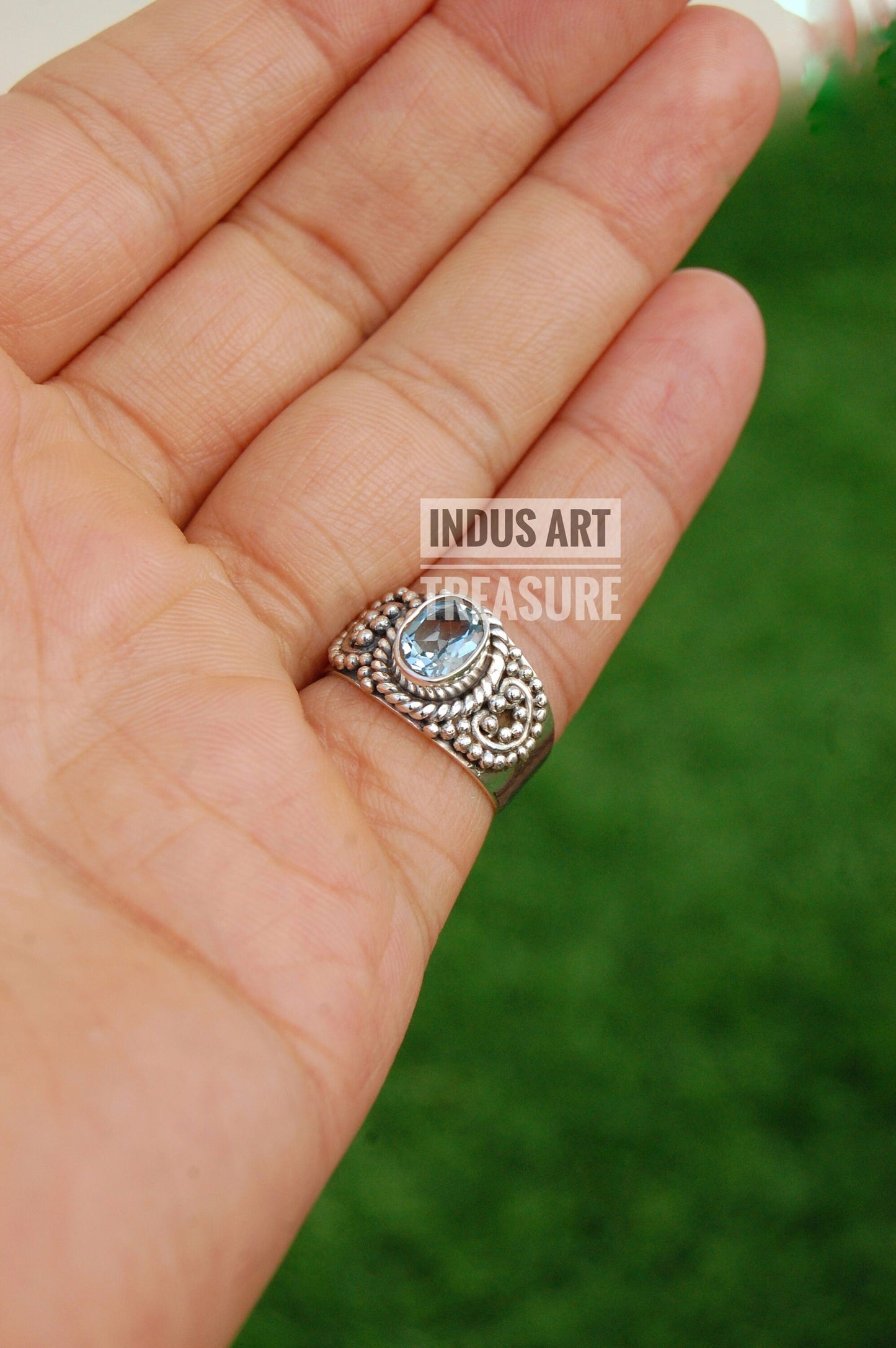 Vintage Style Blue Topaz Ring