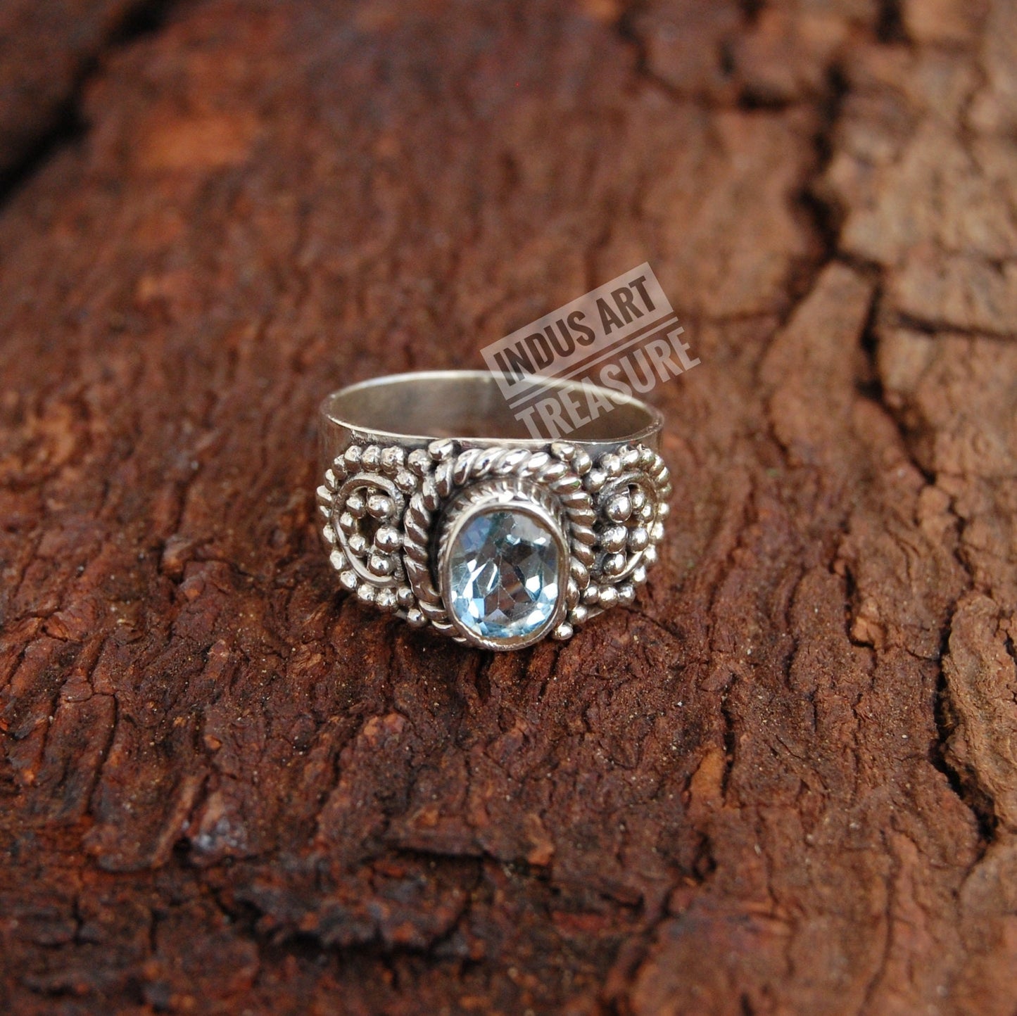 Vintage Style Blue Topaz Ring