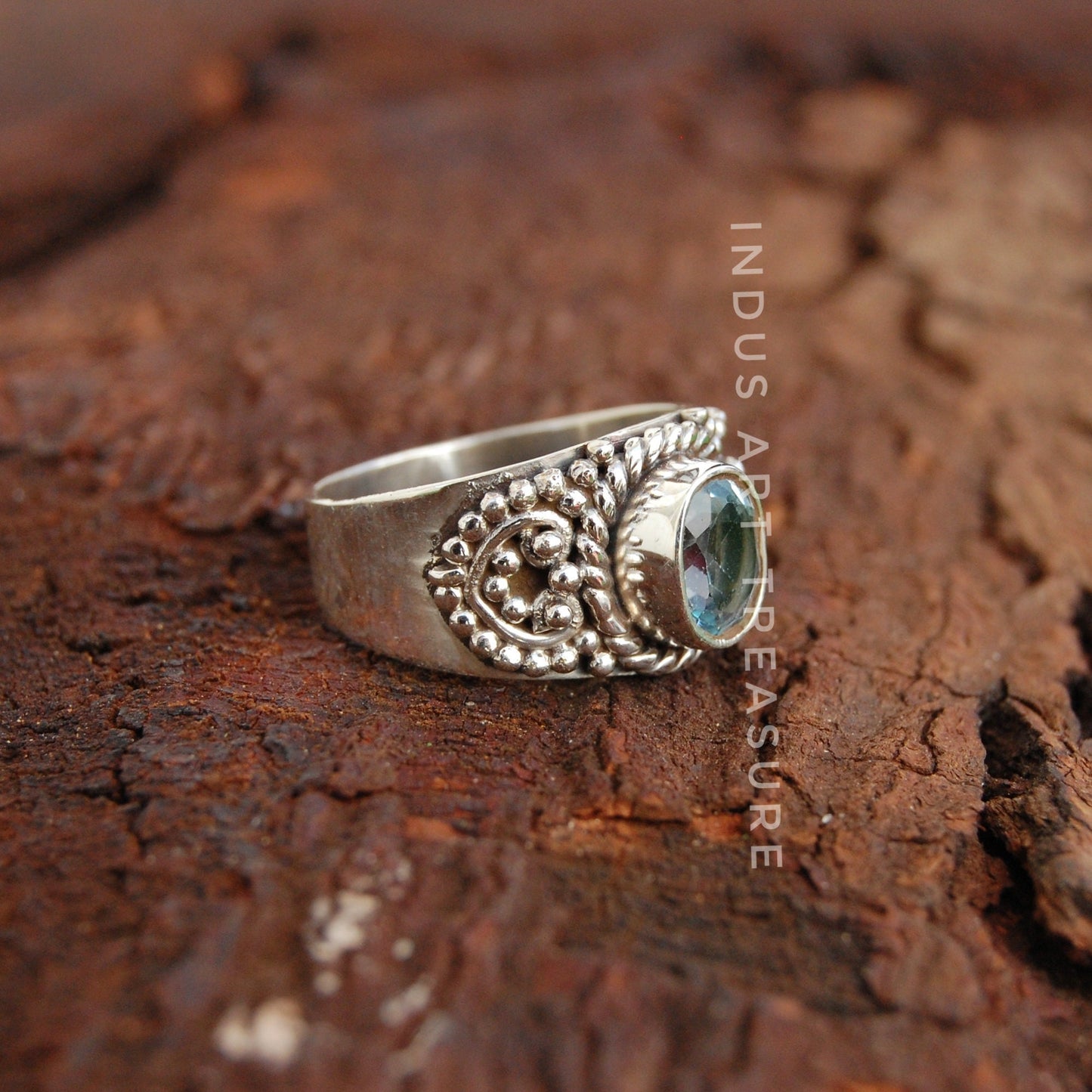 Vintage Style Blue Topaz Ring