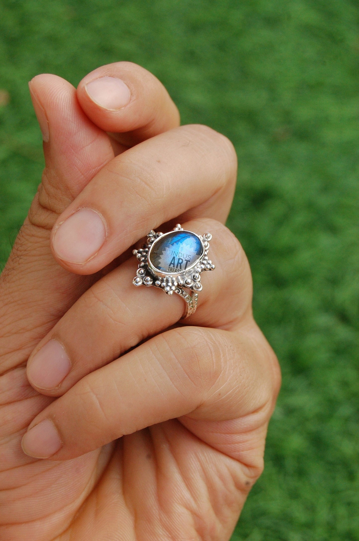 Blue Labradorite Boho Ring