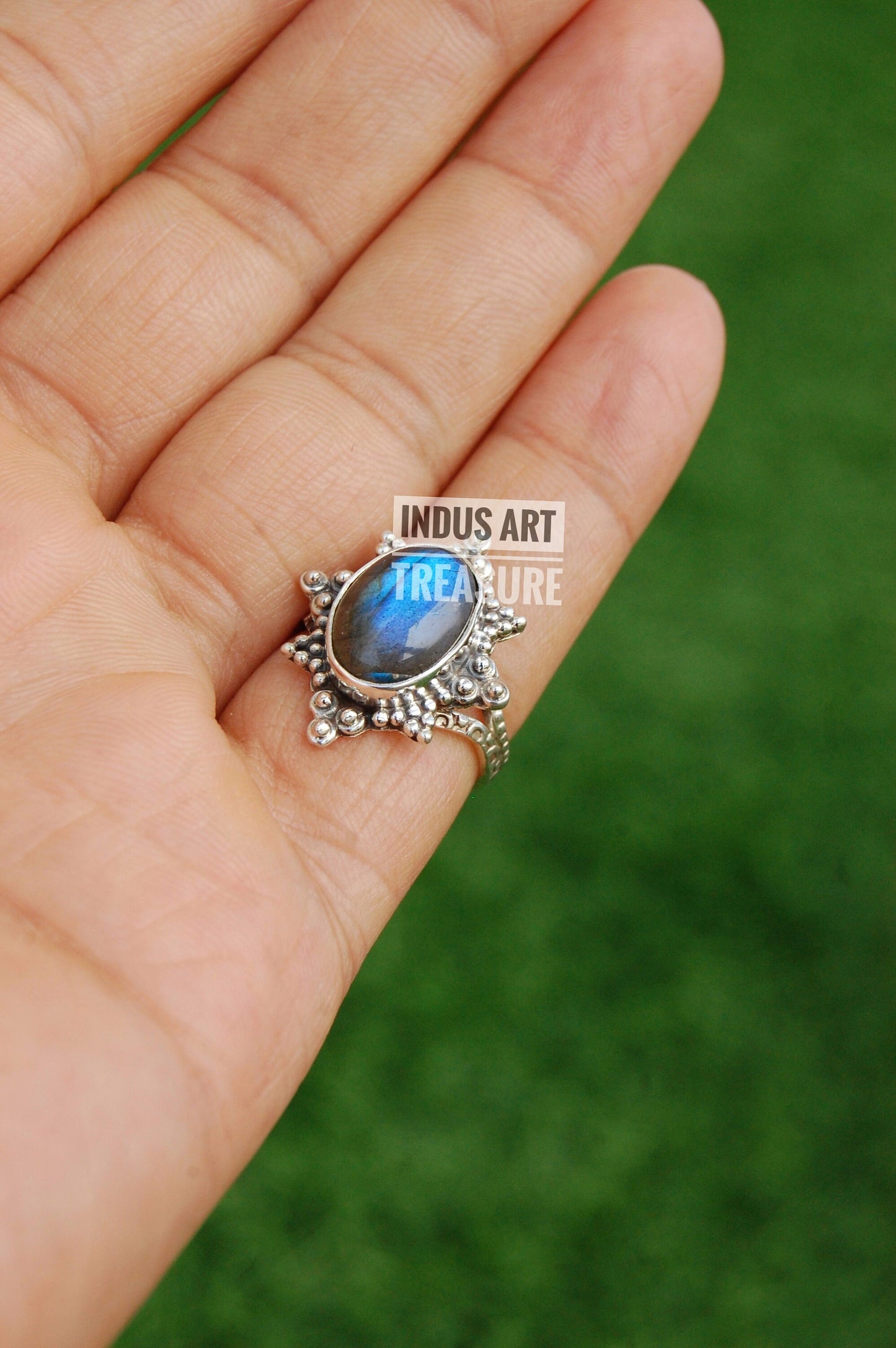 Blue Labradorite Boho Ring