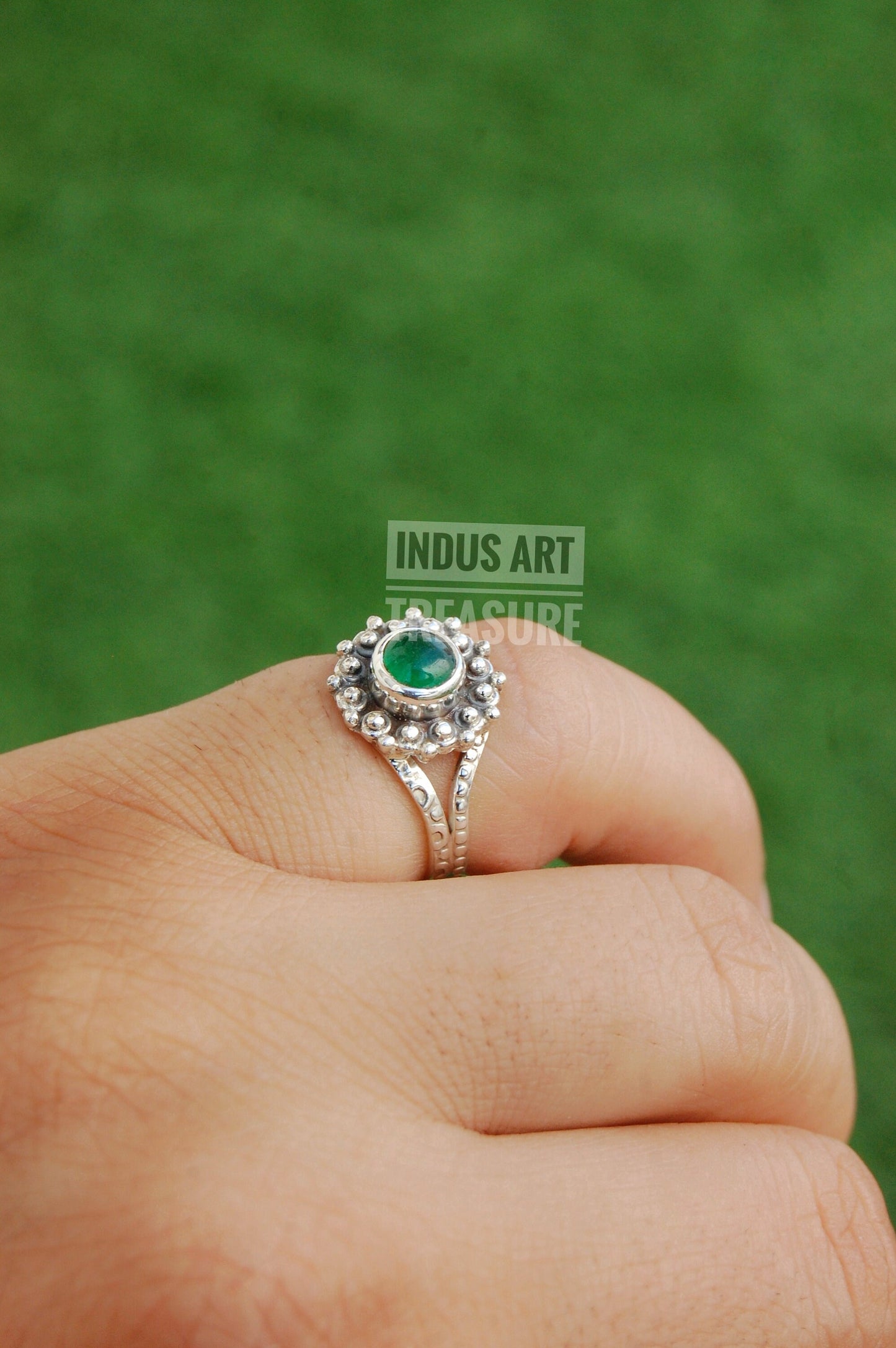 Green Onyx Silver Ring