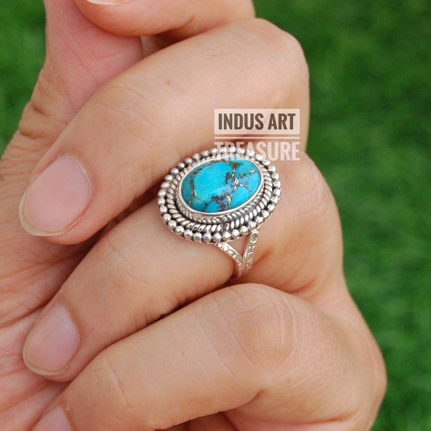 Copper Turquoise Bohemian Ring