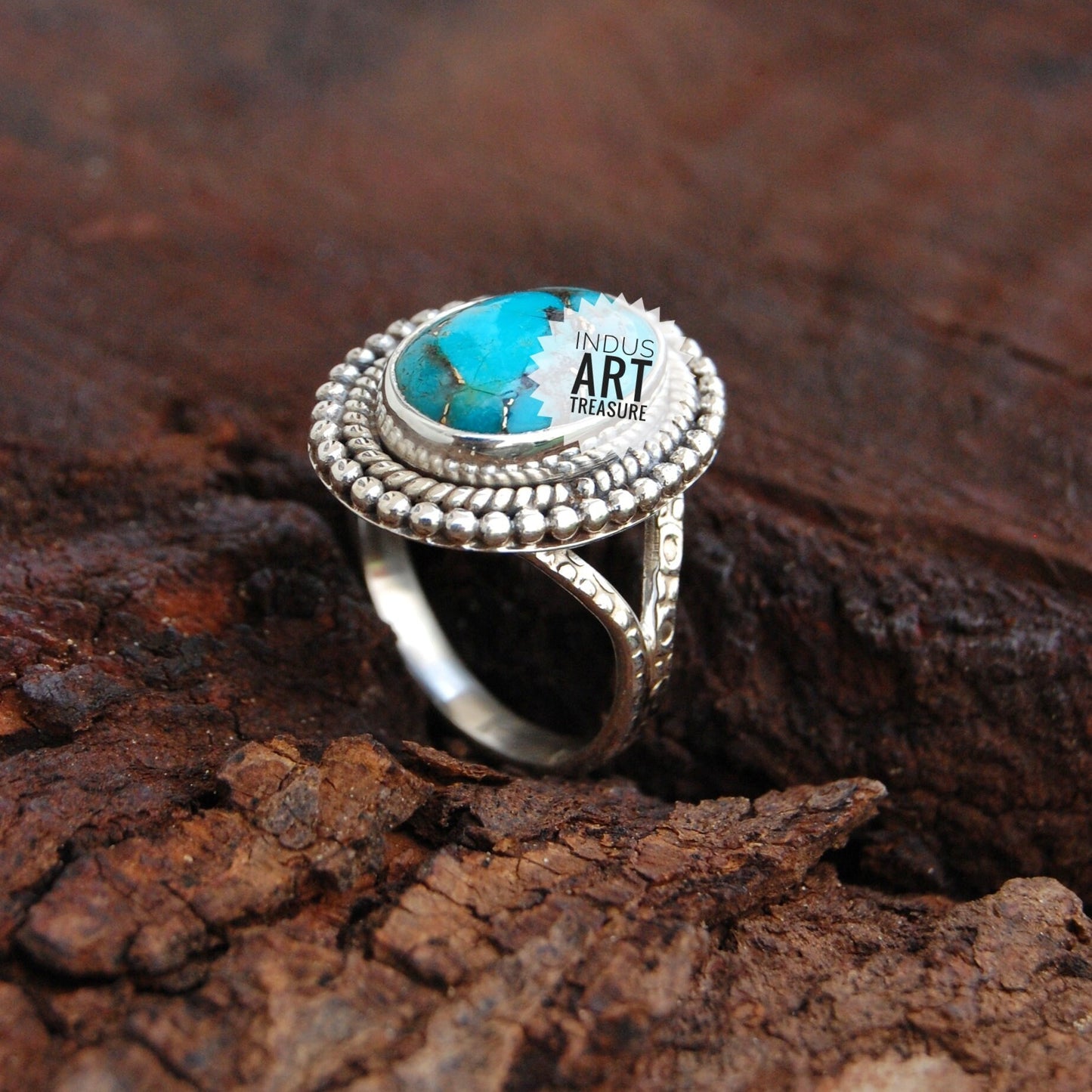 Copper Turquoise Bohemian Ring