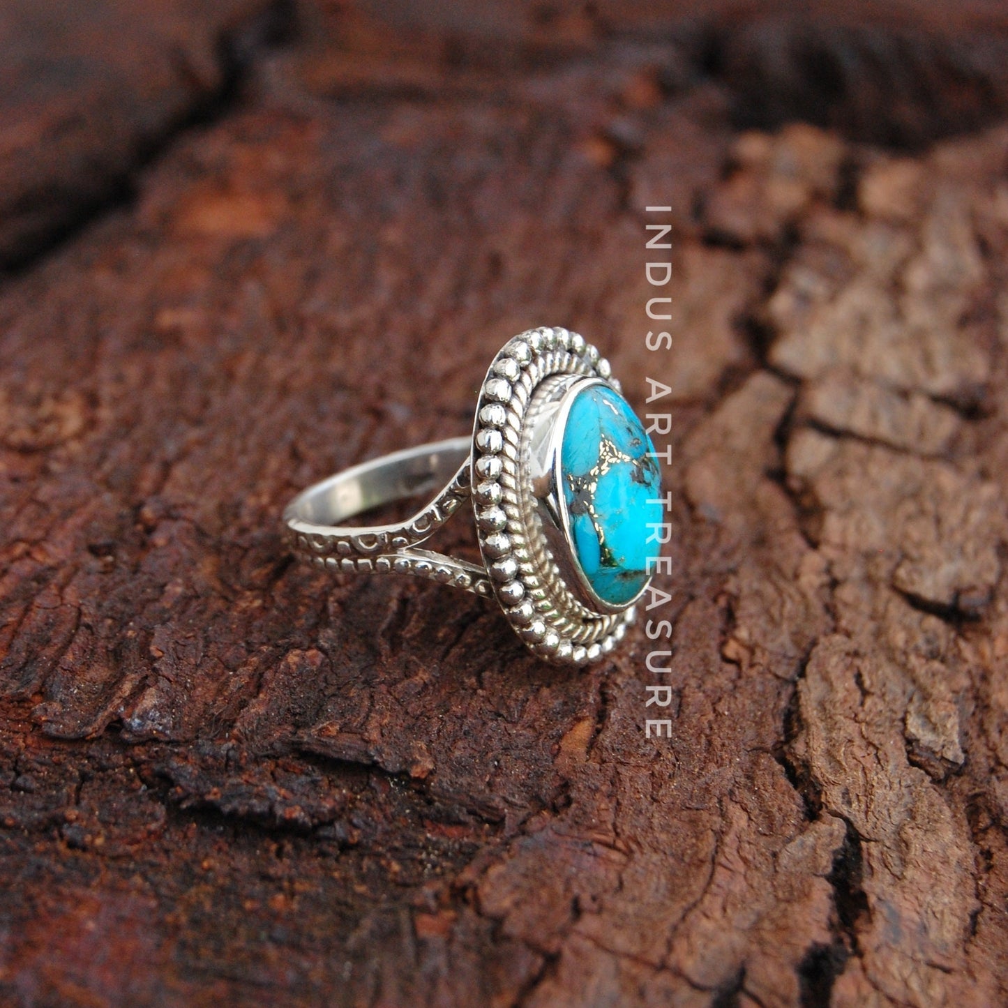 Copper Turquoise Bohemian Ring
