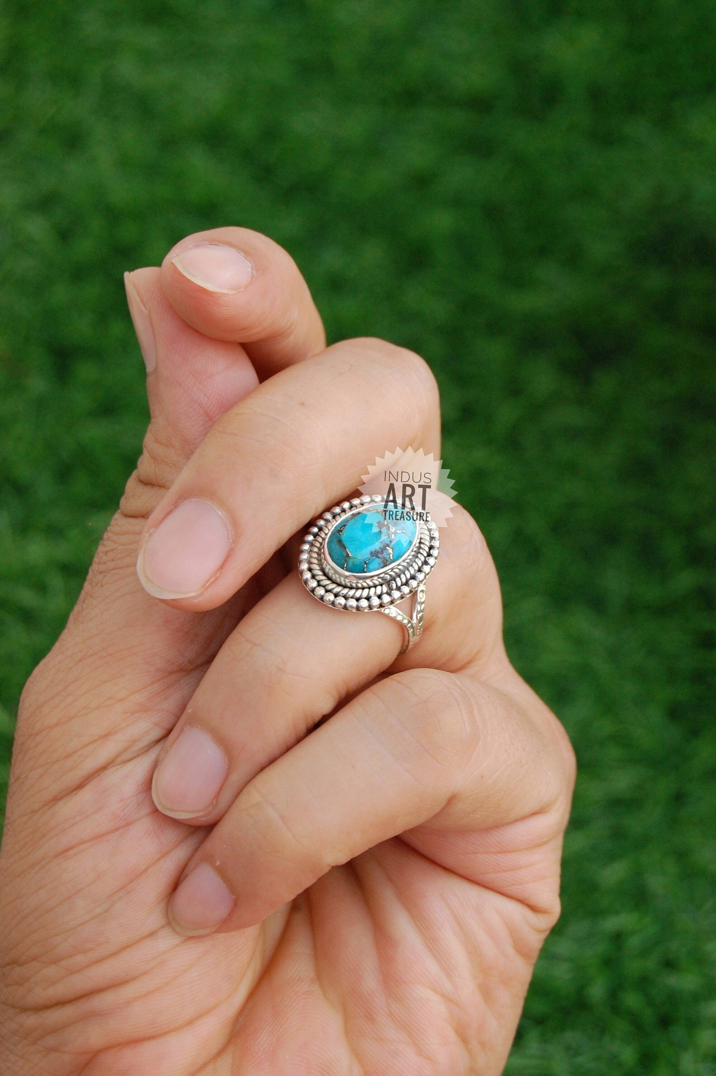 Copper Turquoise Bohemian Ring