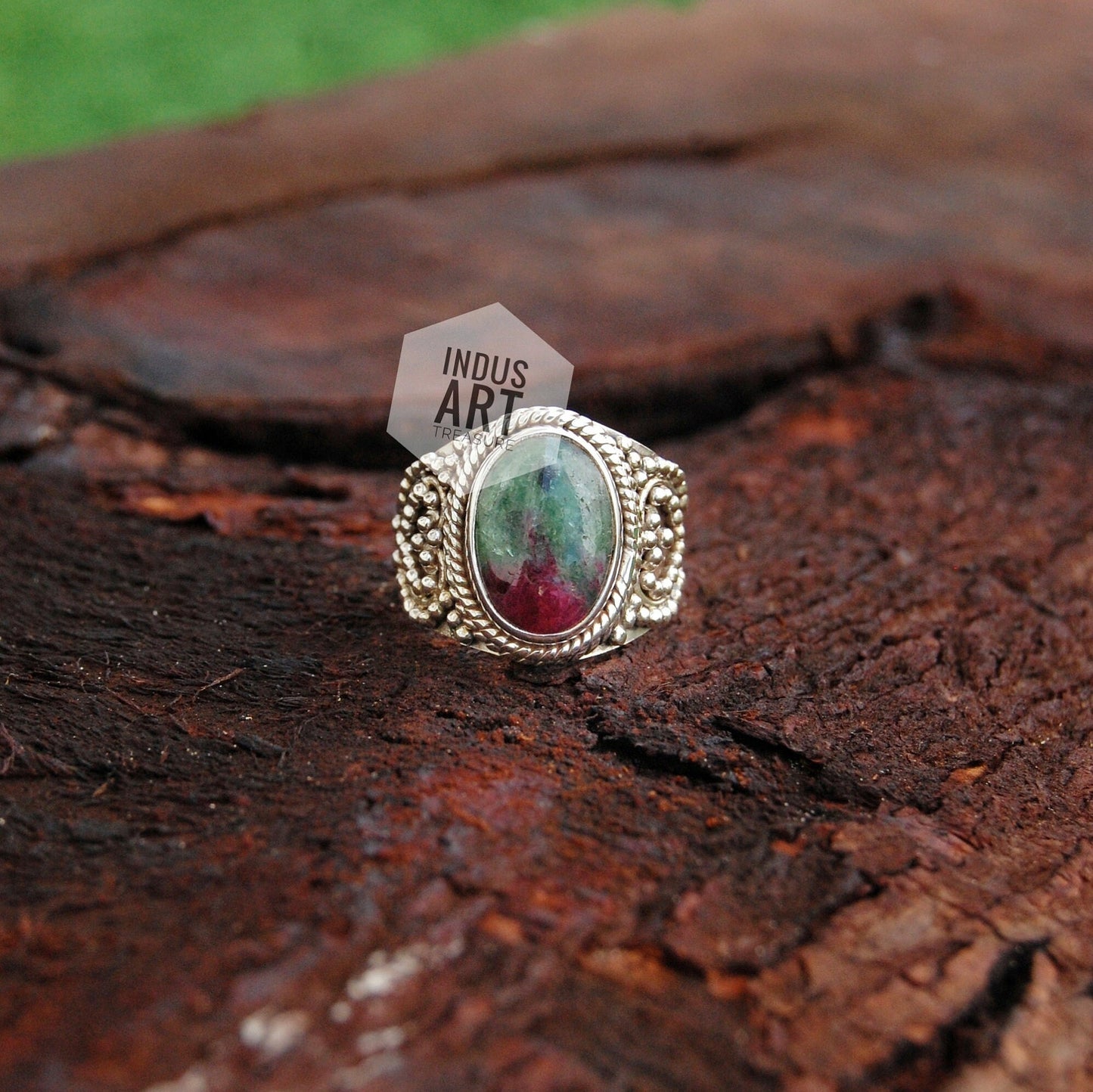 Ruby Zoisite Boho Ring