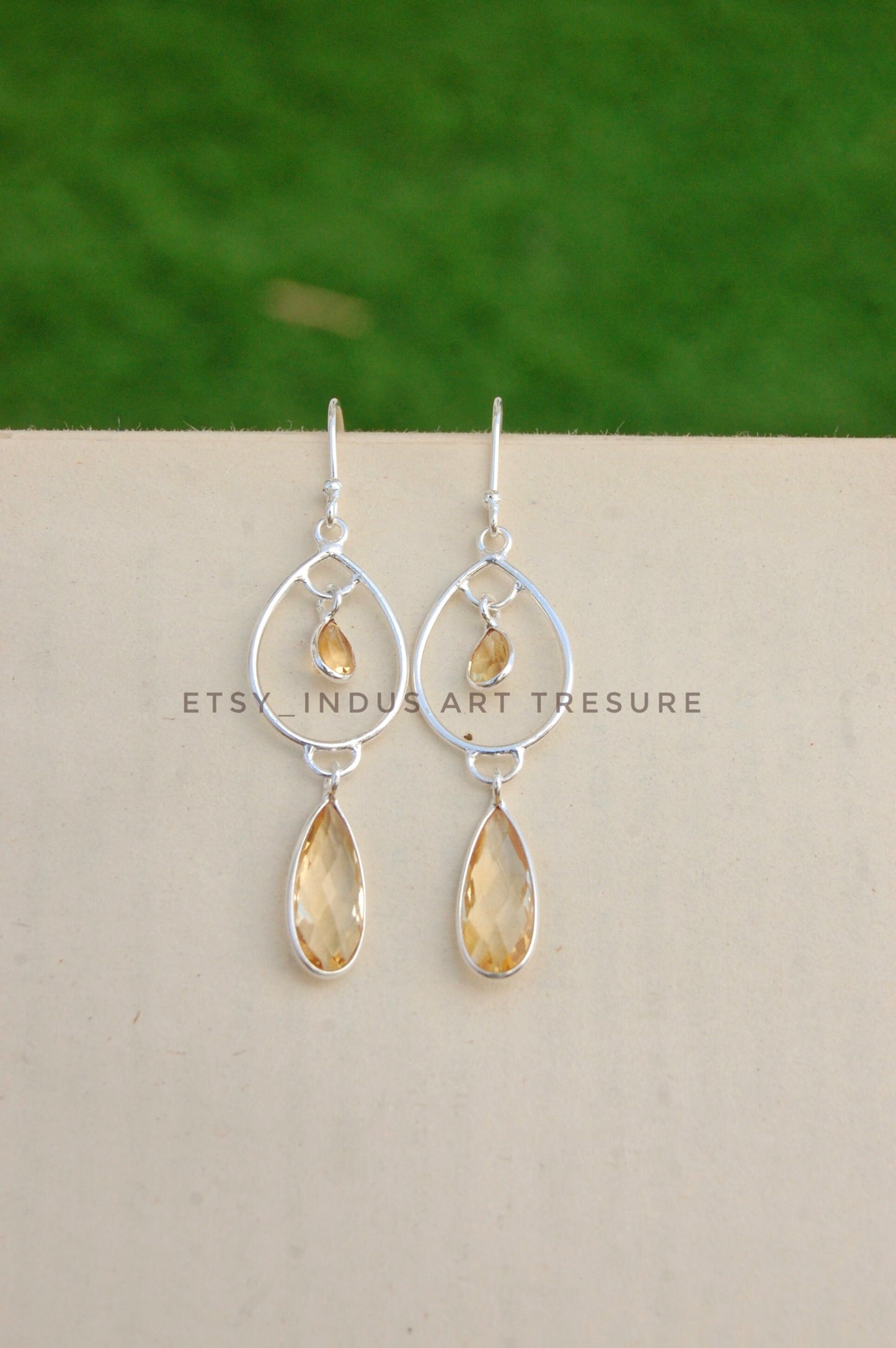 Yellow Citrine Drop Earrings