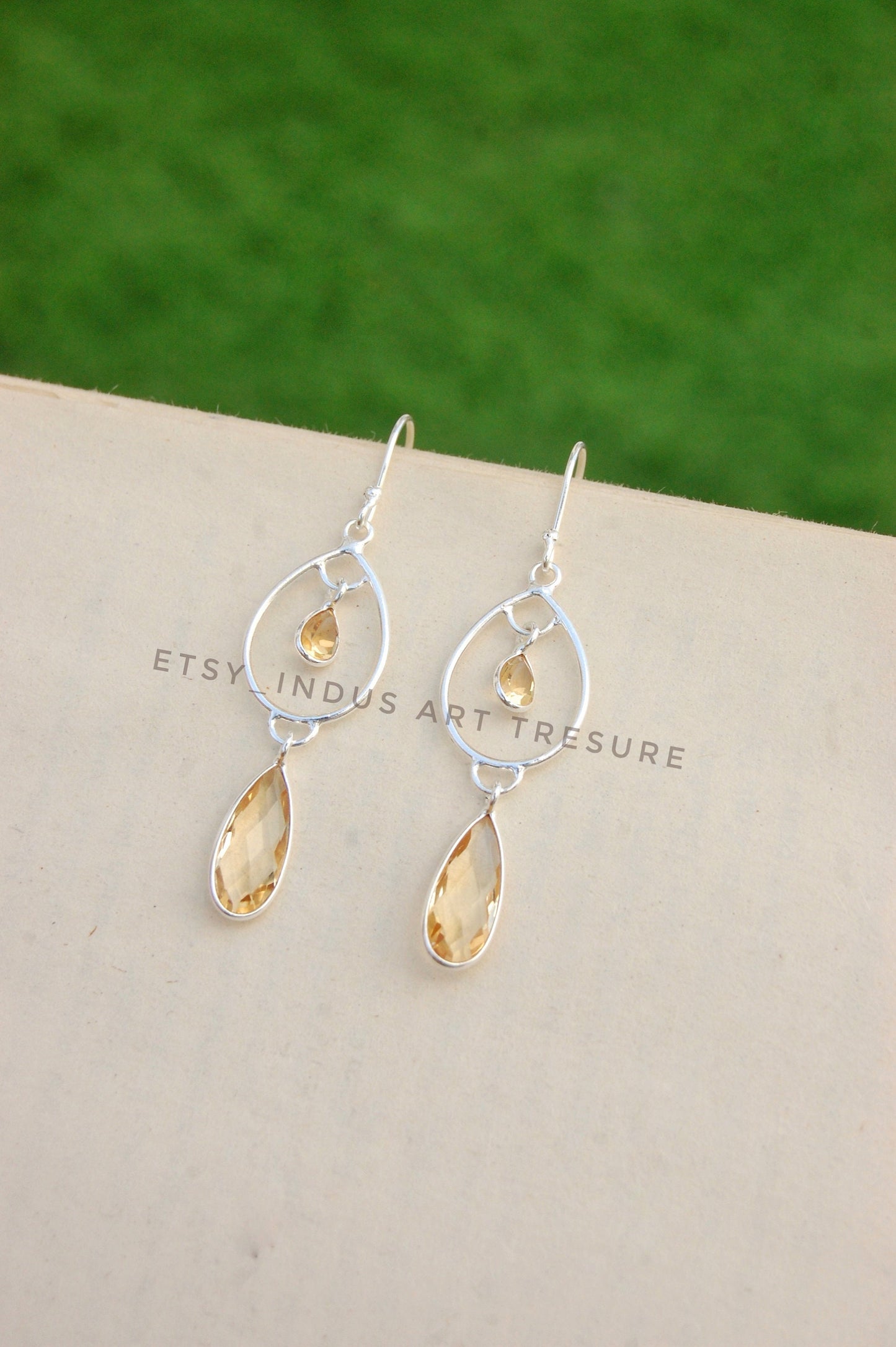Yellow Citrine Drop Earrings