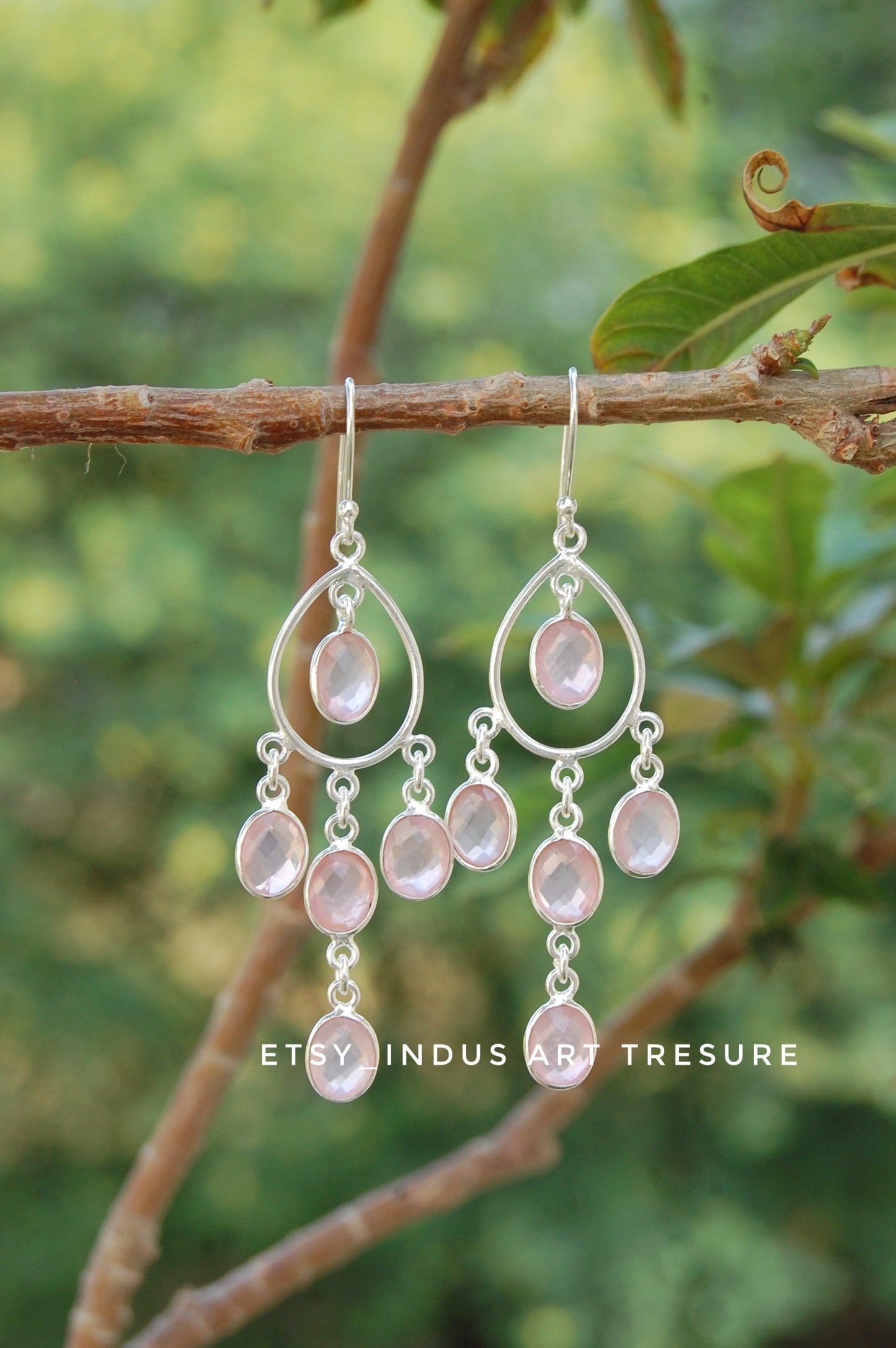 Rose Quartz Dangle Earrings
