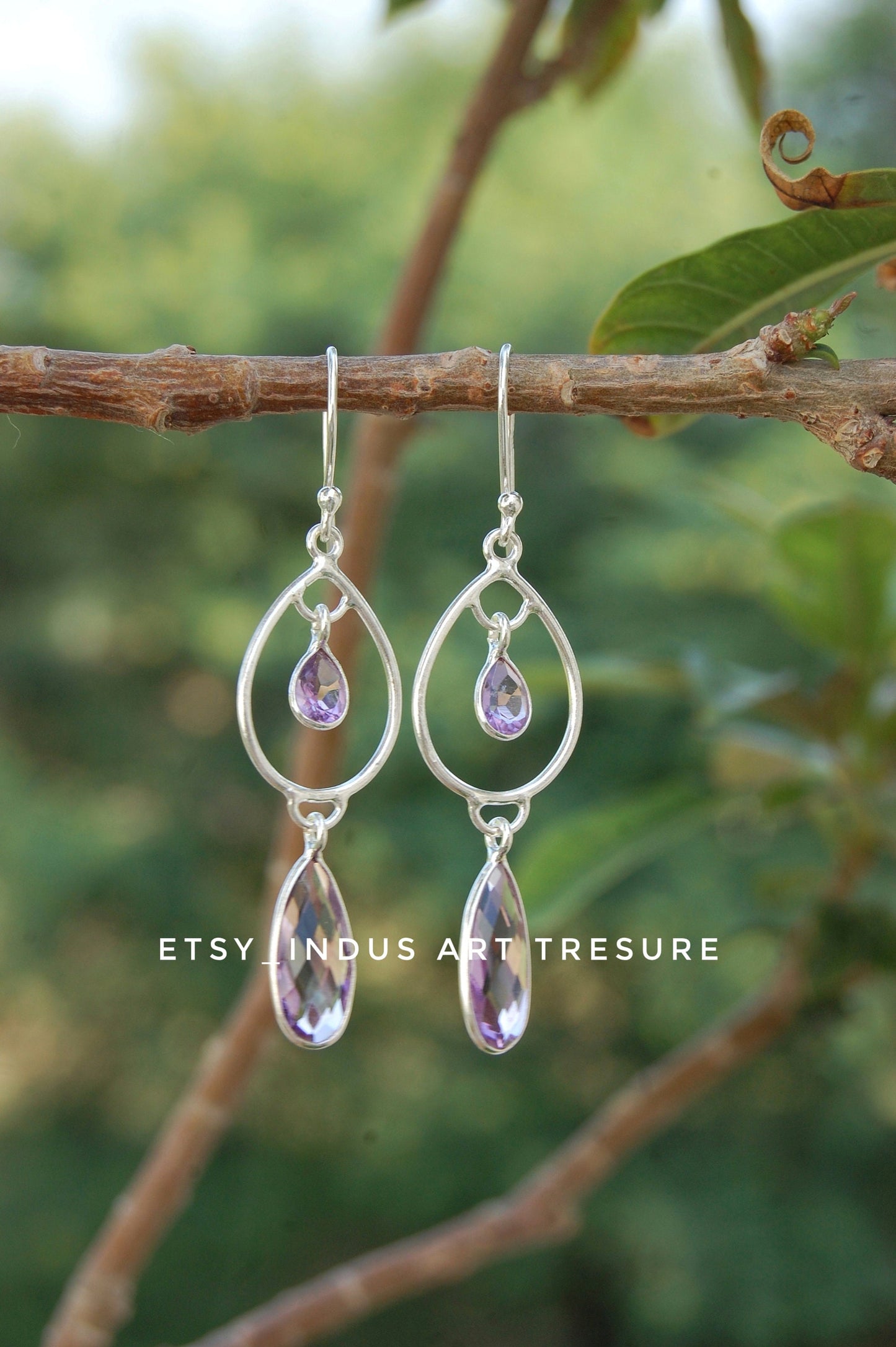 Amethyst Long Dangle Earrings