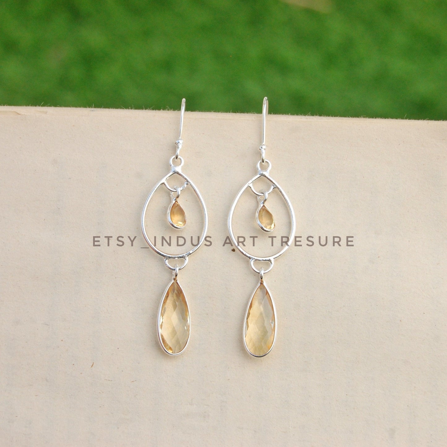 Yellow Citrine Drop Earrings