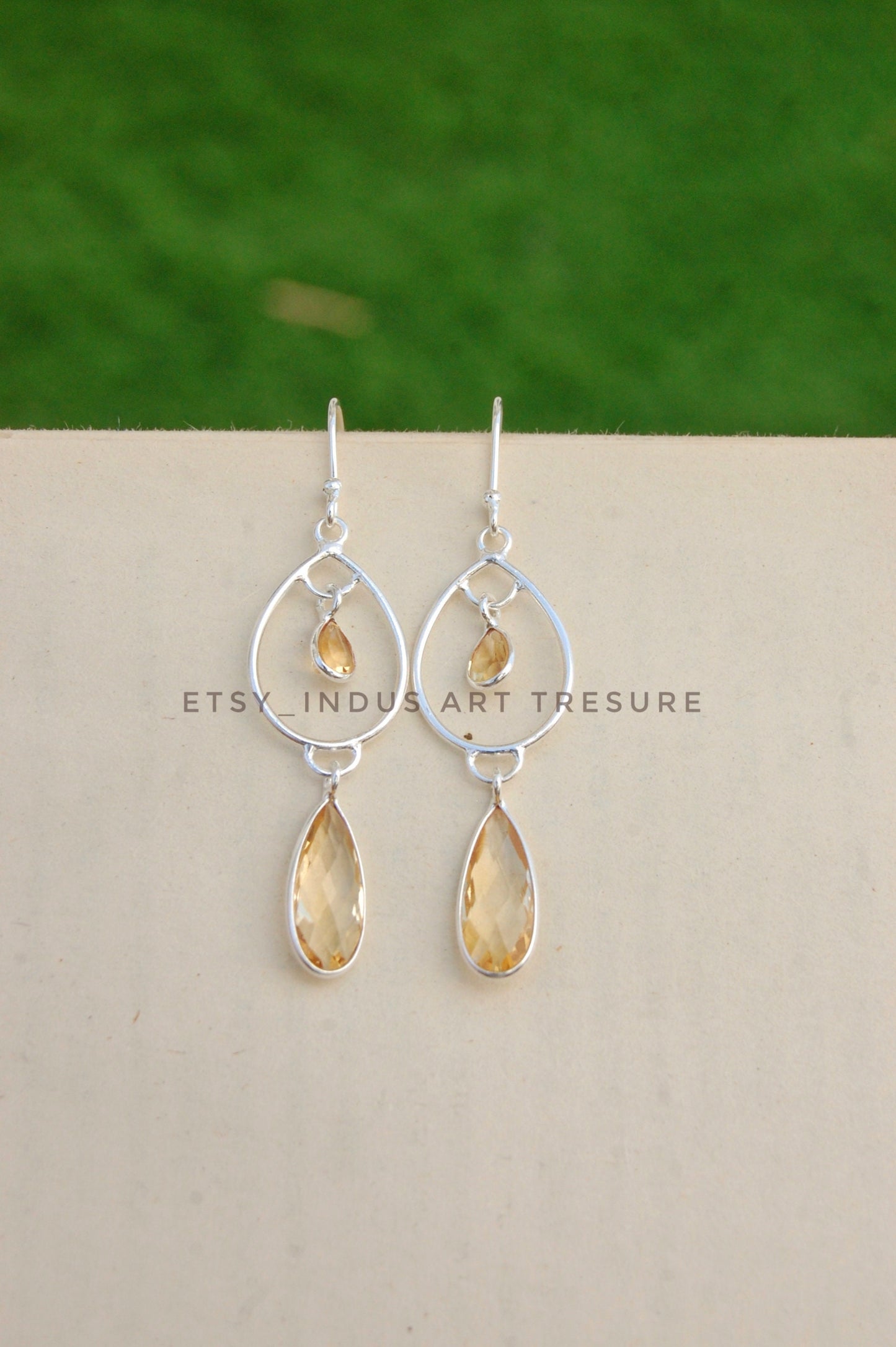 Yellow Citrine Drop Earrings