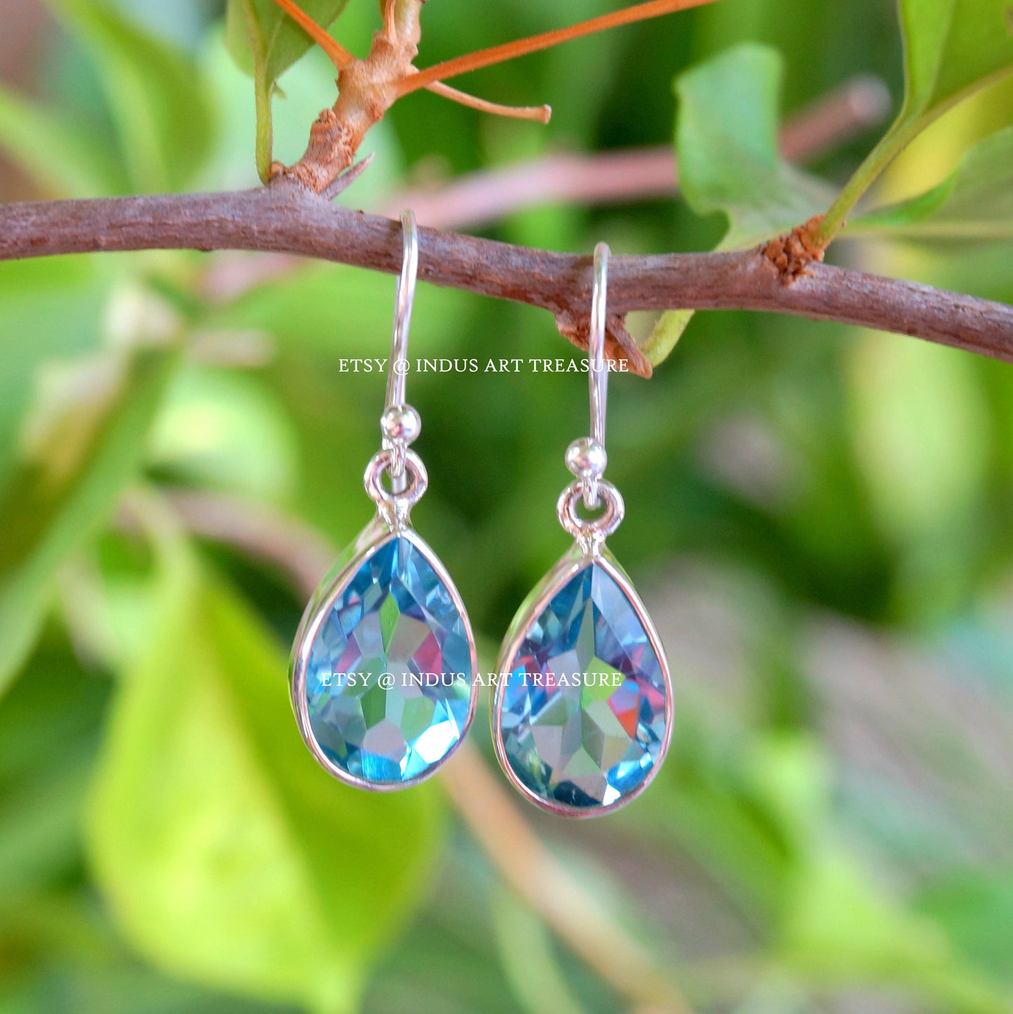 Blue Topaz Drop Earrings