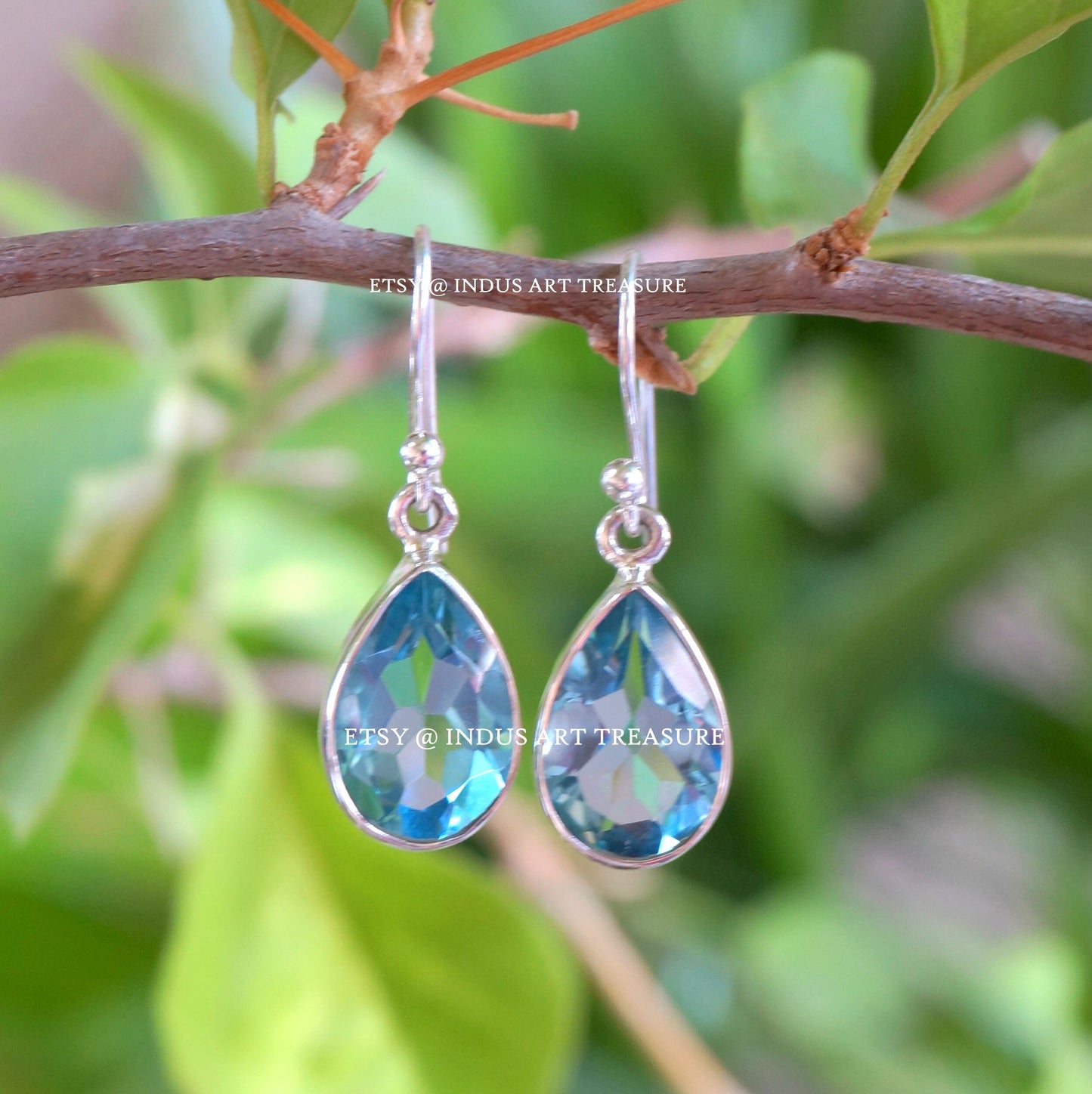 Blue Topaz Drop Earrings