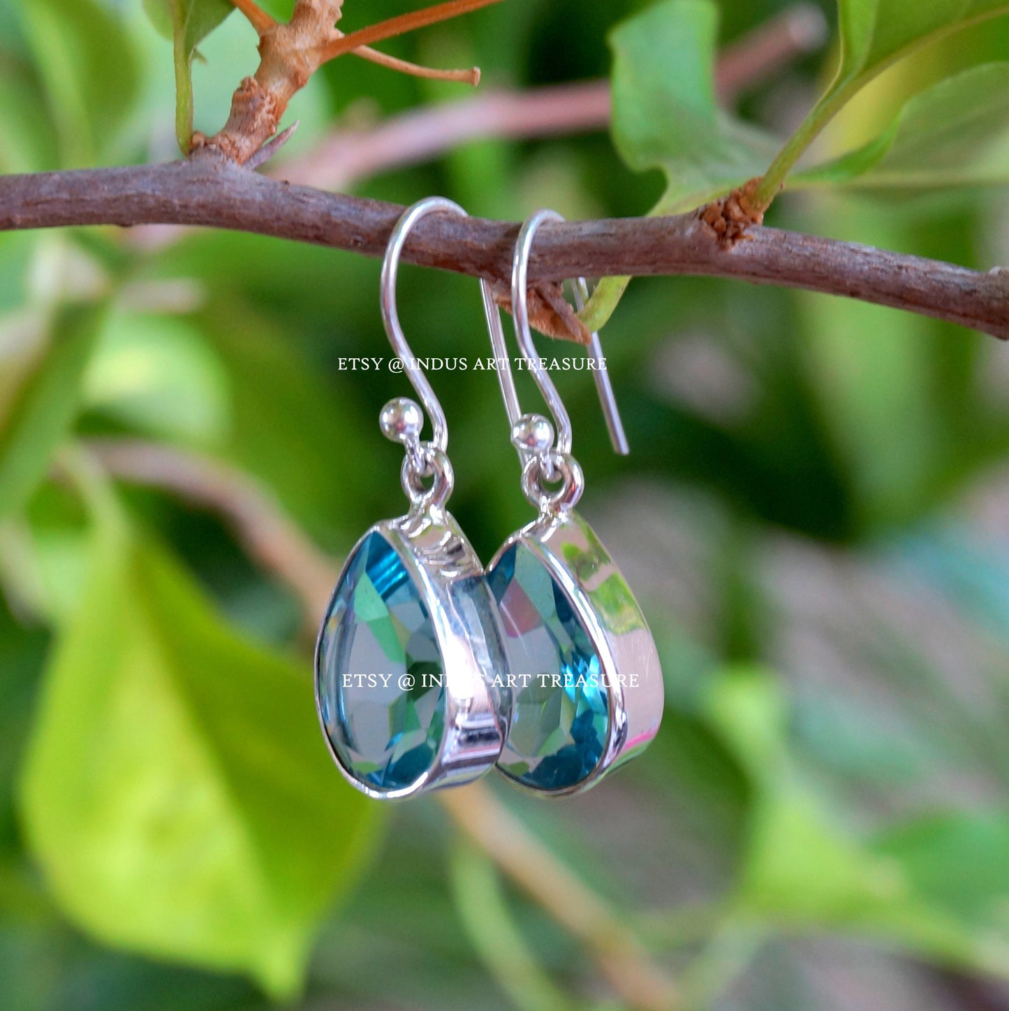 Blue Topaz Drop Earrings