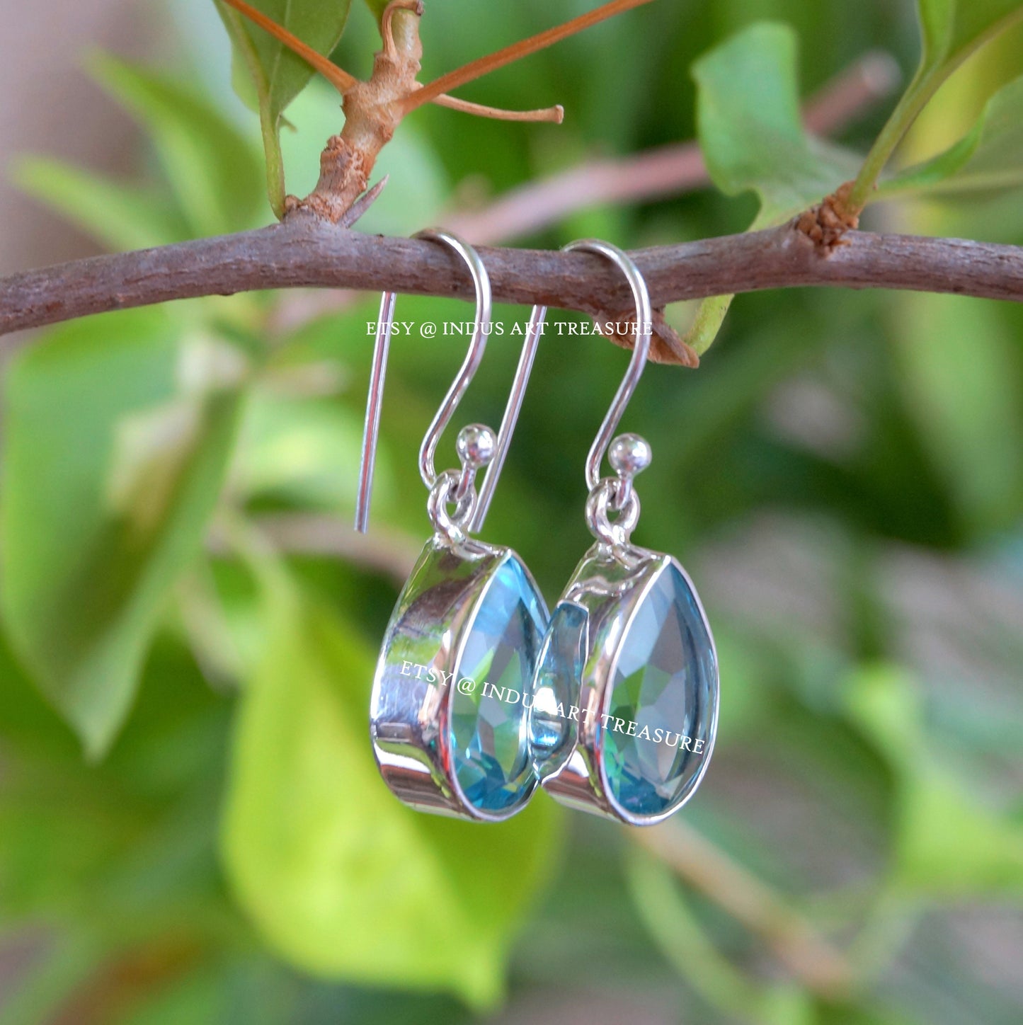 Blue Topaz Drop Earrings