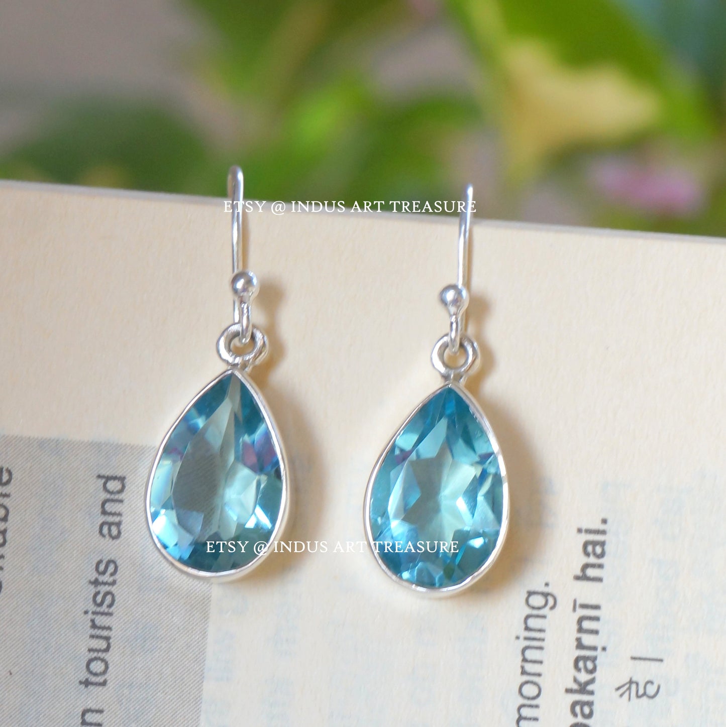 Blue Topaz Drop Earrings