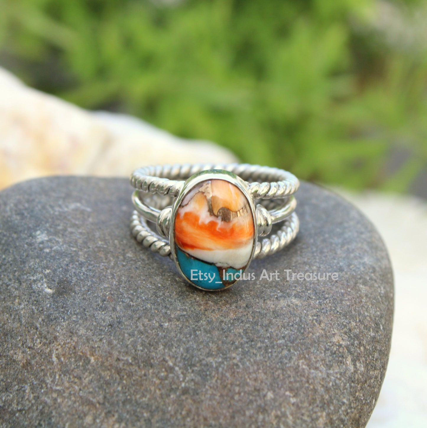 Oyster Turquoise Boho Ring