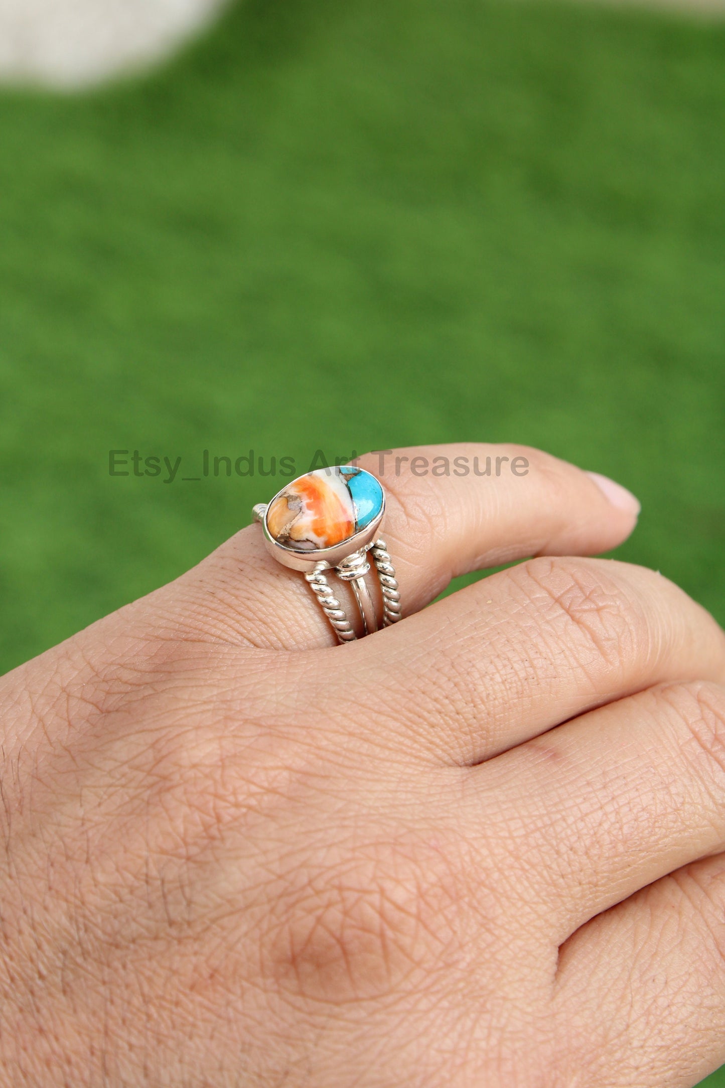 Oyster Turquoise Boho Ring