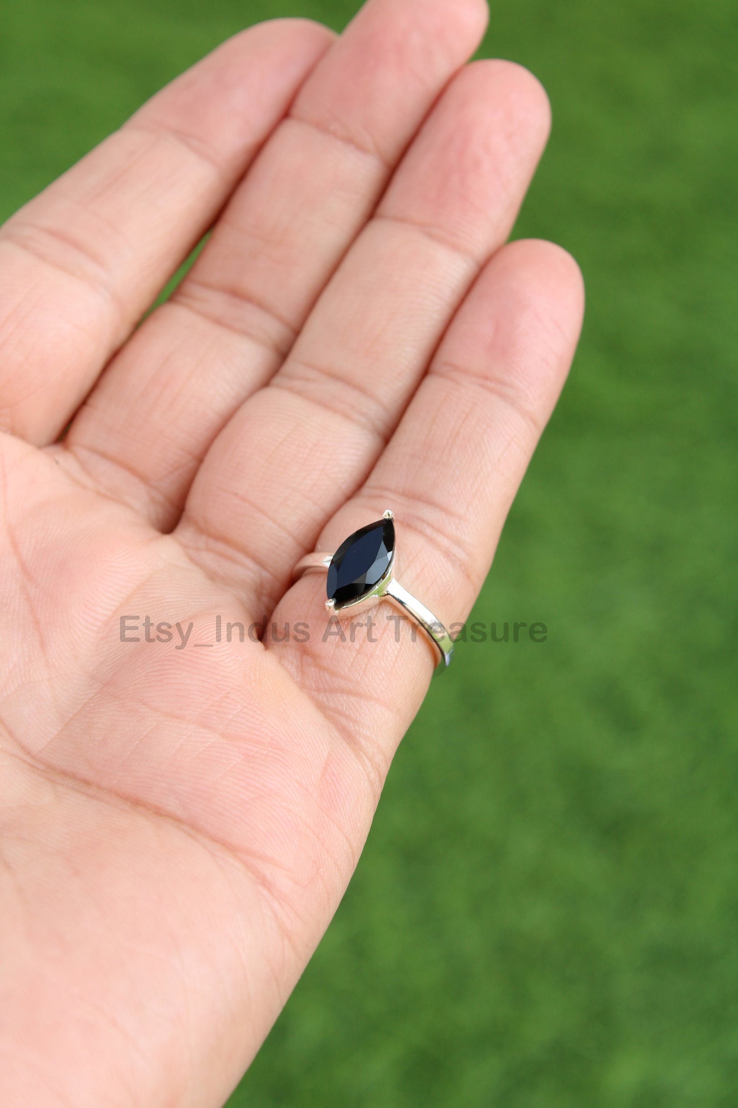 Black Onyx Marquise Ring