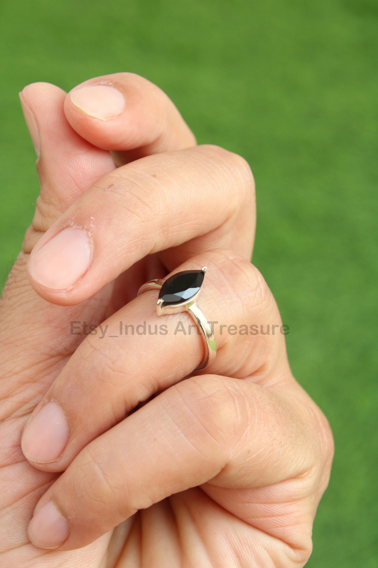 Black Onyx Marquise Ring