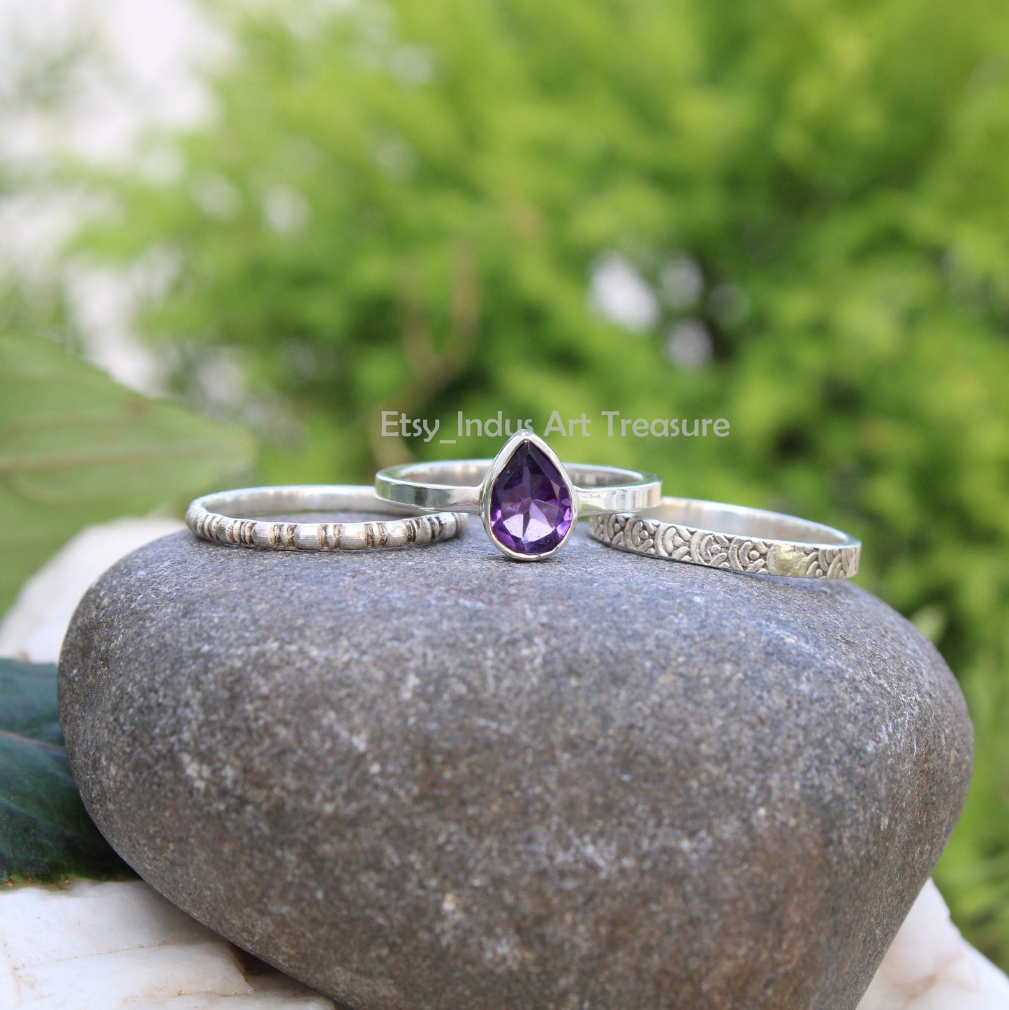 Amethyst Stacking Ring Set