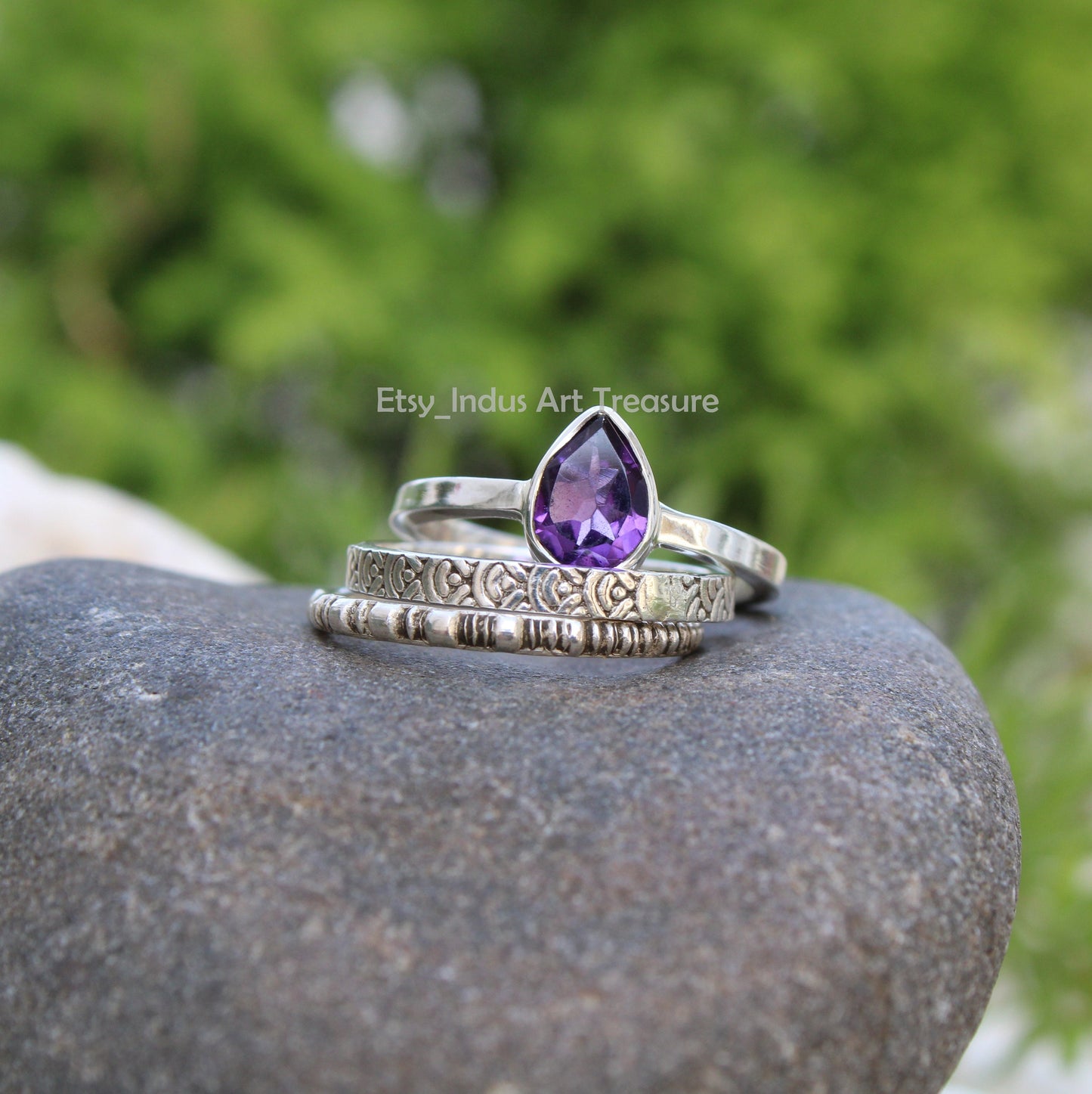 Amethyst Stacking Ring Set