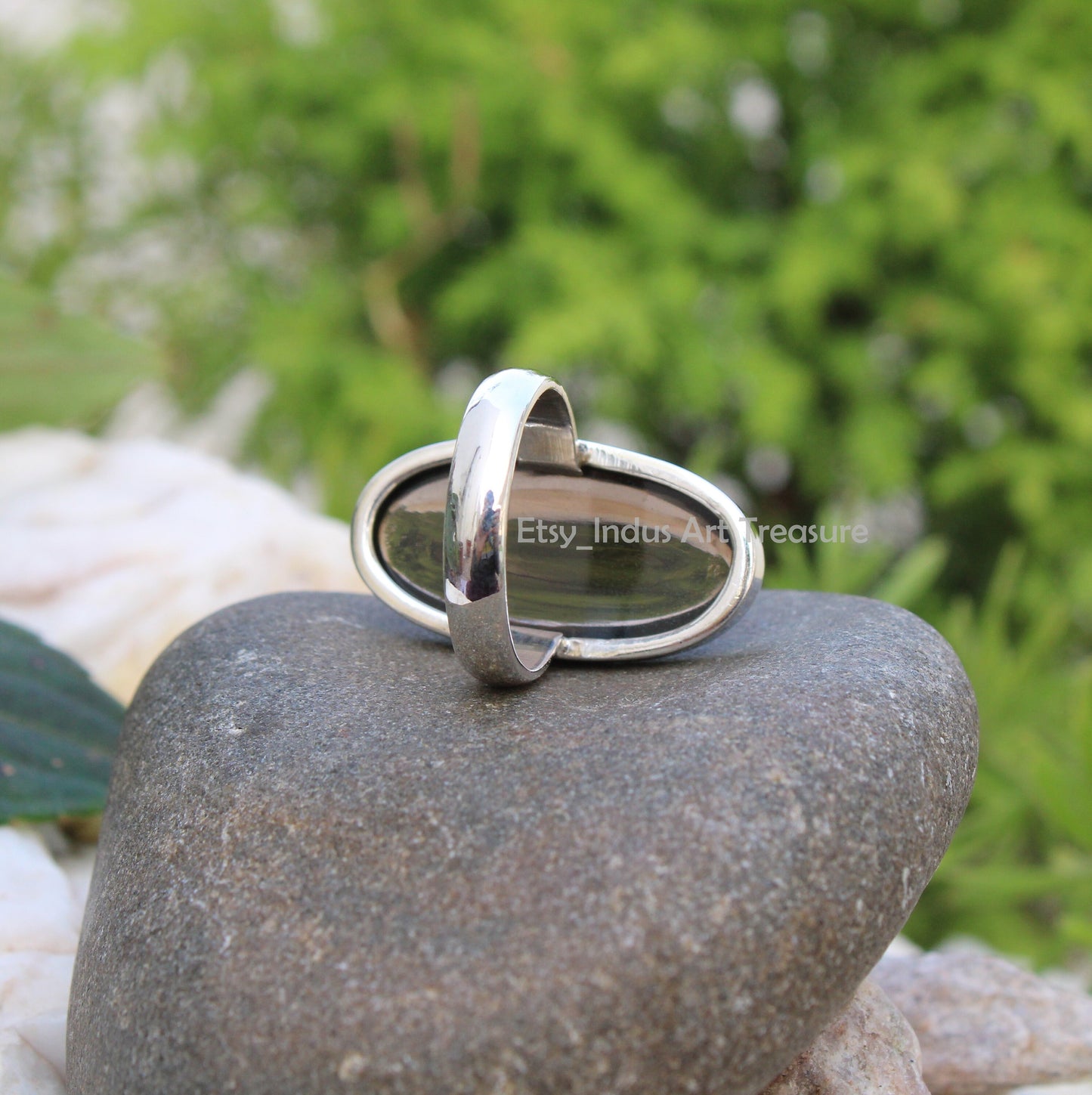 Smoky Quartz Long Oval Ring