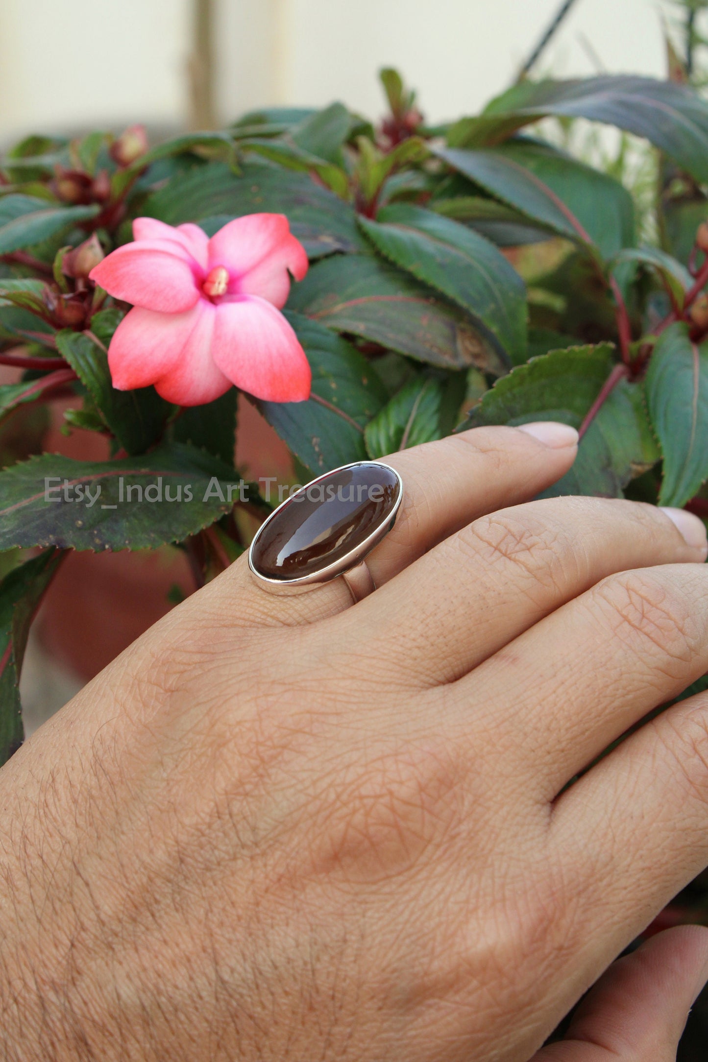 Smoky Quartz Long Oval Ring