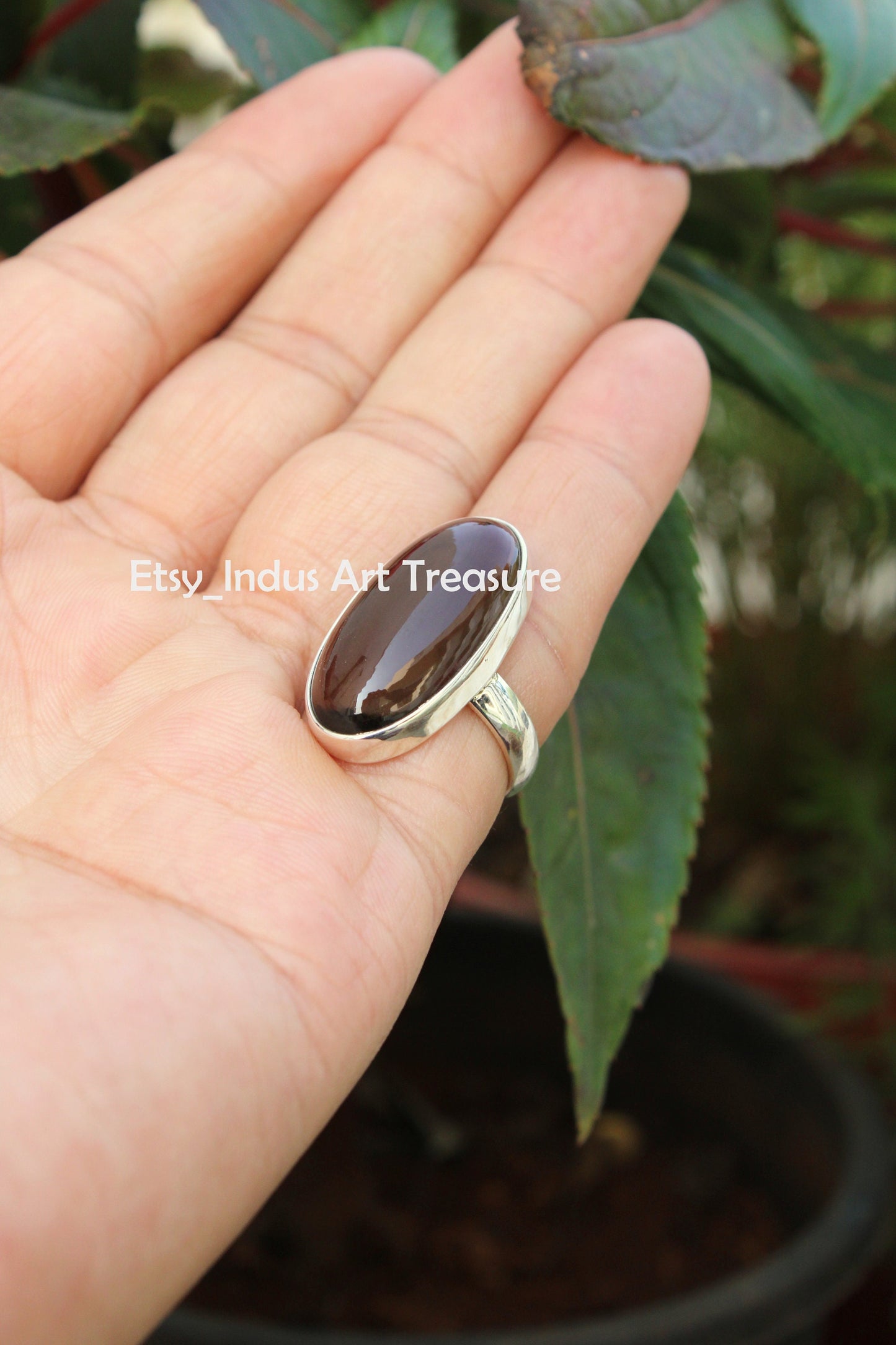 Smoky Quartz Long Oval Ring
