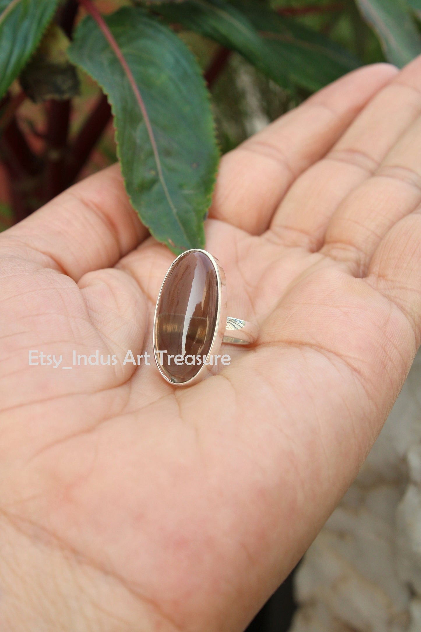 Smoky Quartz Long Oval Ring