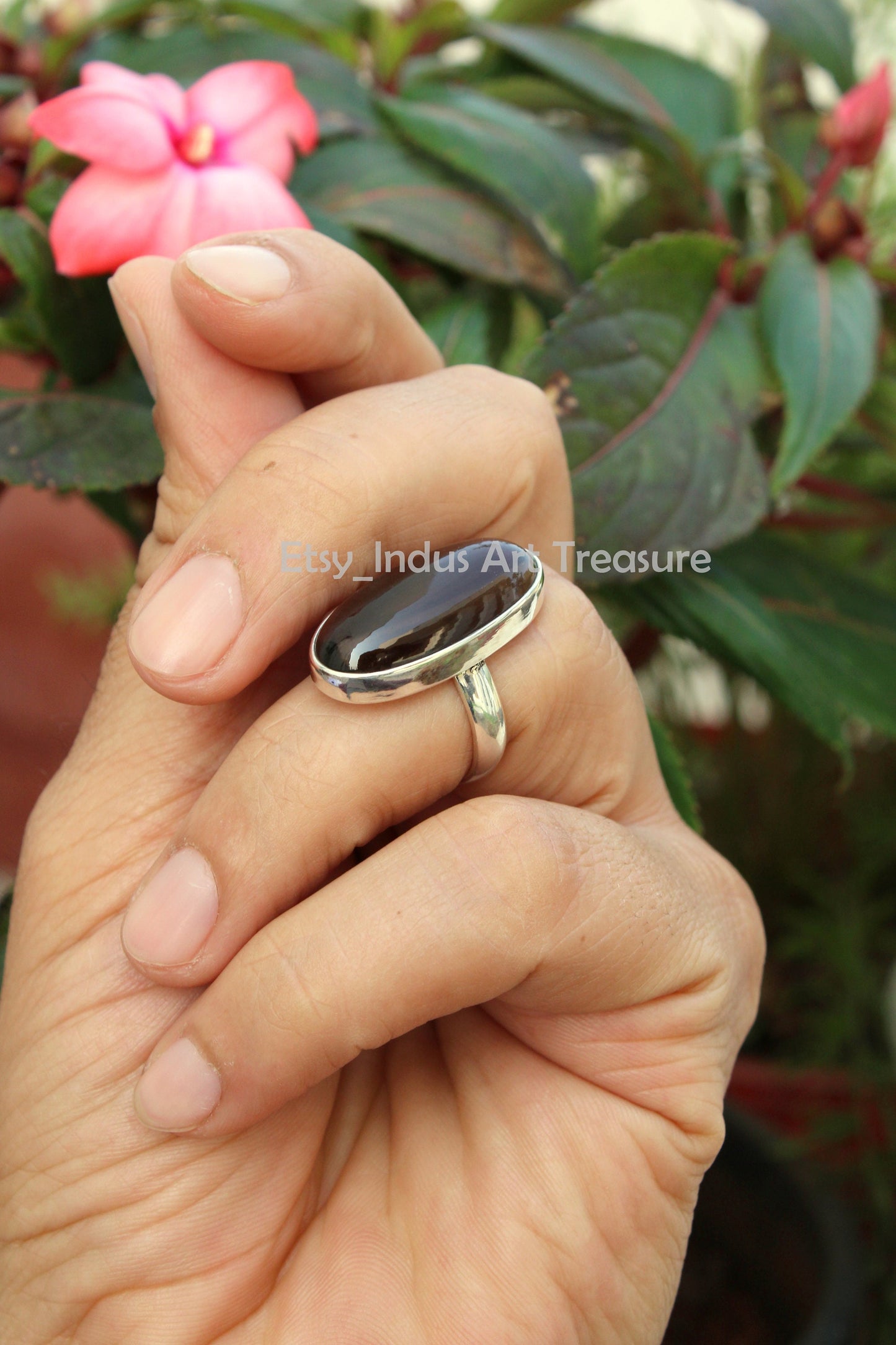 Smoky Quartz Long Oval Ring