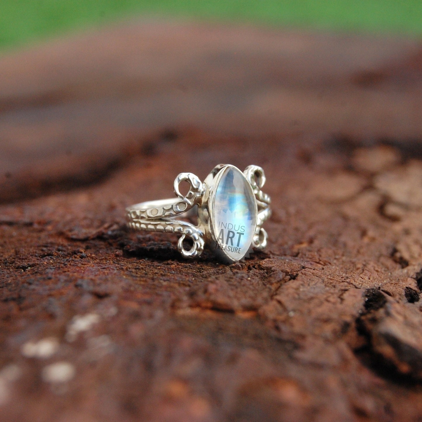 Rainbow Moonstone Boho Ring