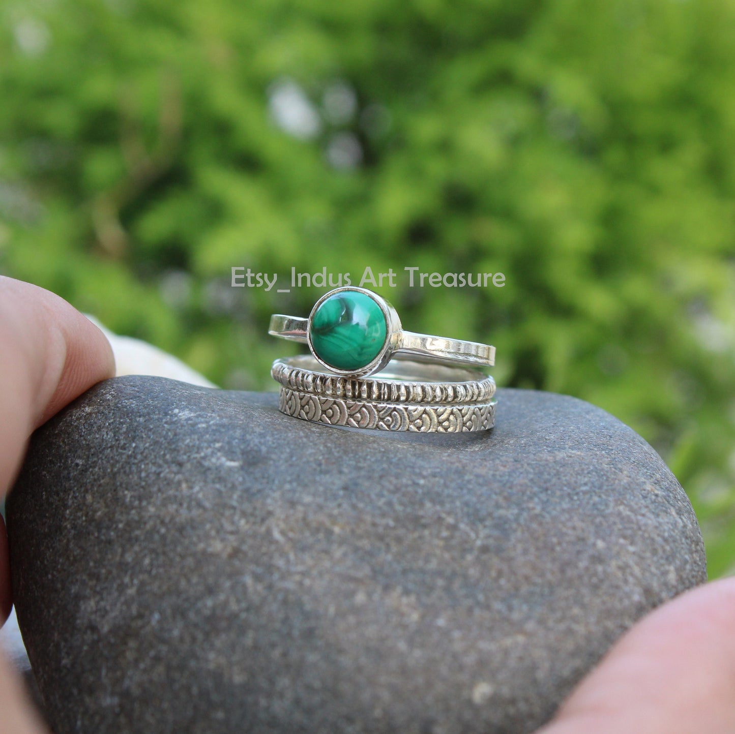 Malachite Stacking Ring Set