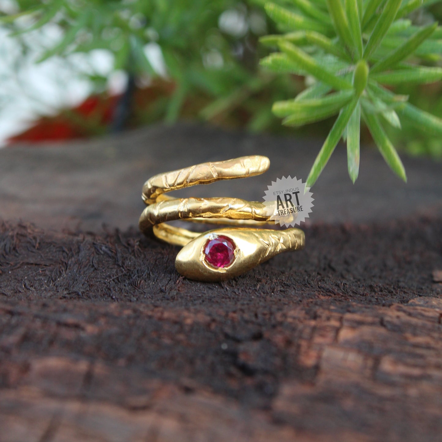 Elegant Ruby Snake Ring