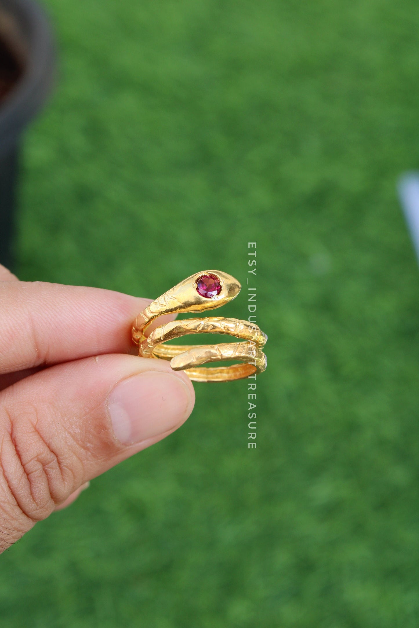 Elegant Ruby Snake Ring