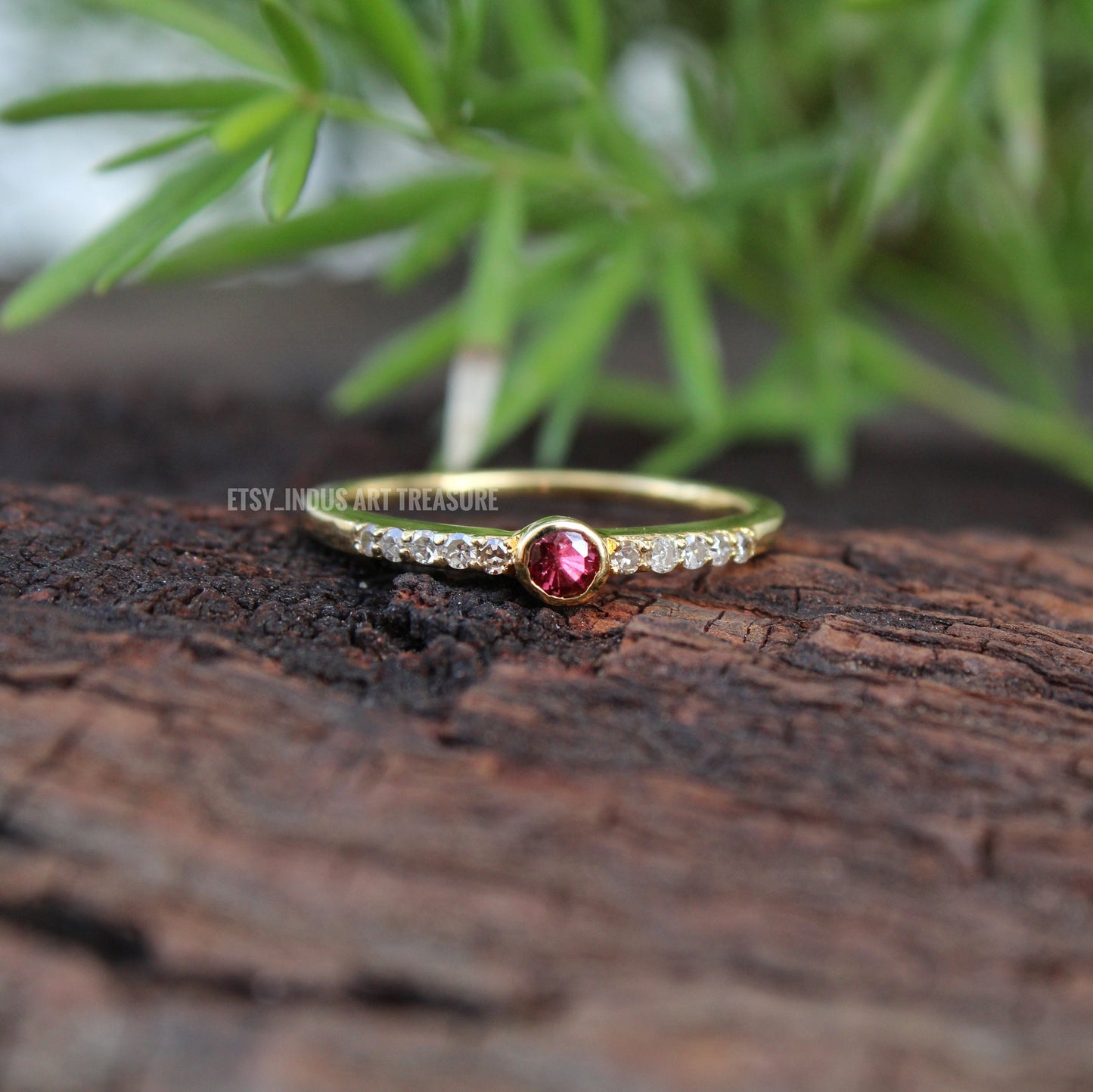 Pink Tourmaline Dainty 18k Gold Plated Ring