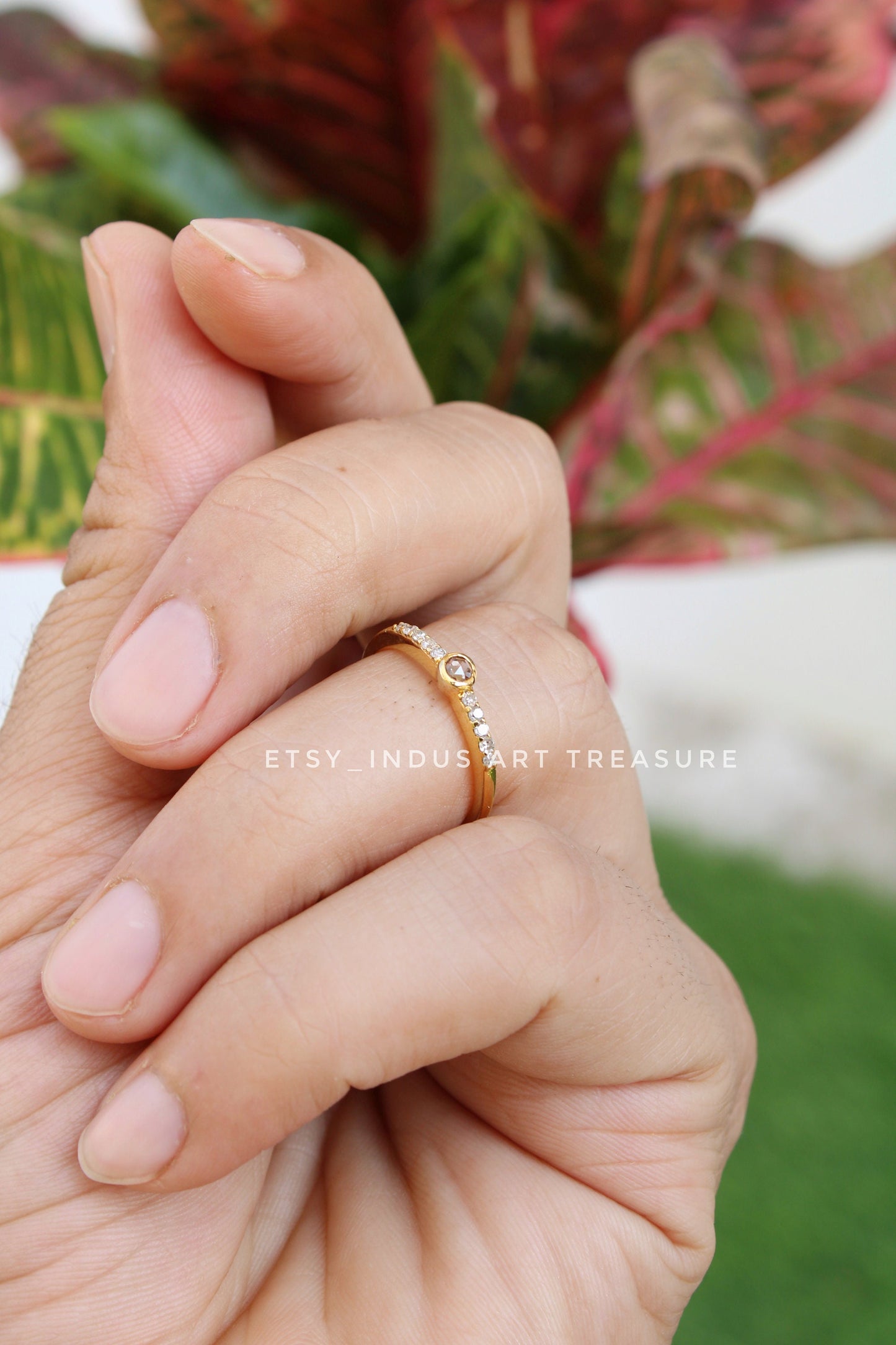 Dainty Diamond Gold Plated Ring