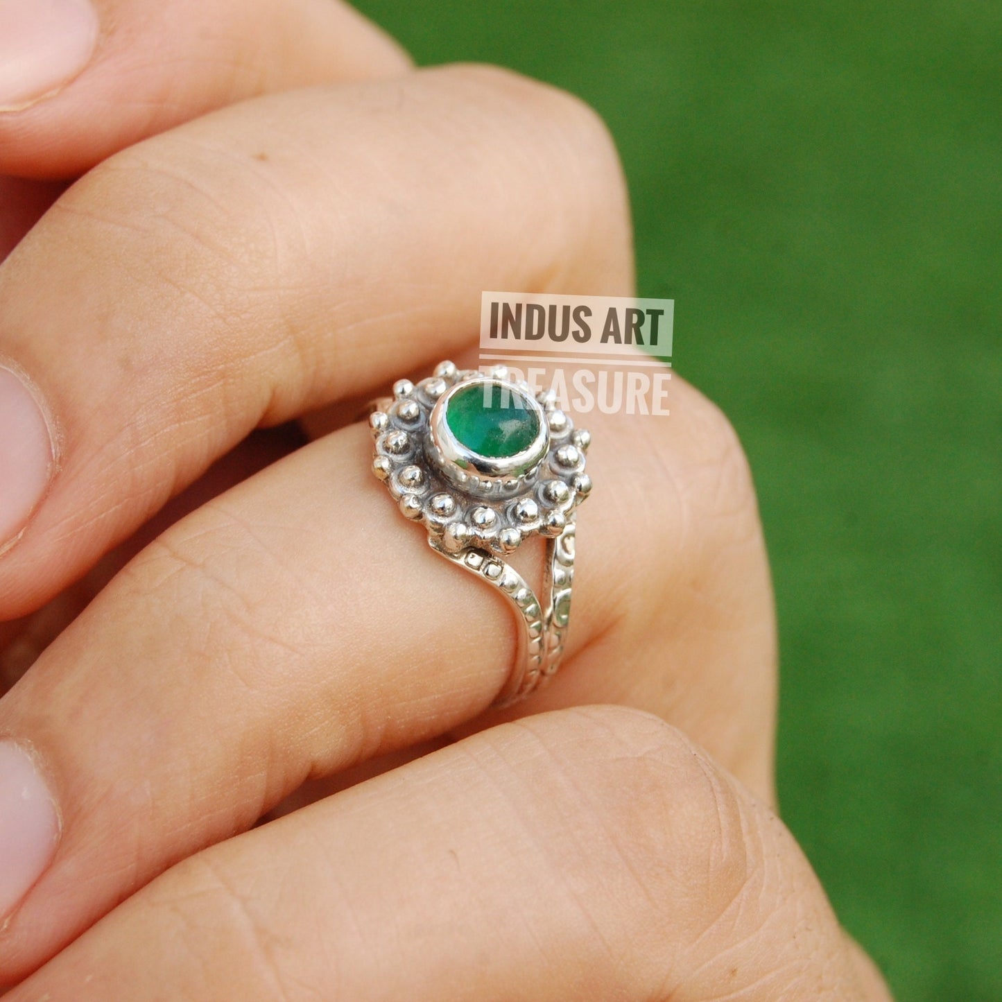 Green Onyx Silver Ring