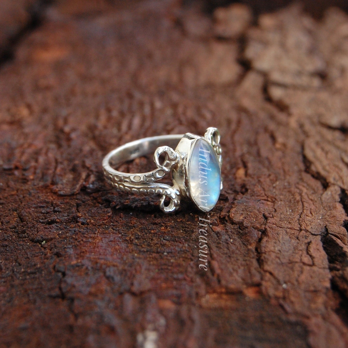 Rainbow Moonstone Boho Ring