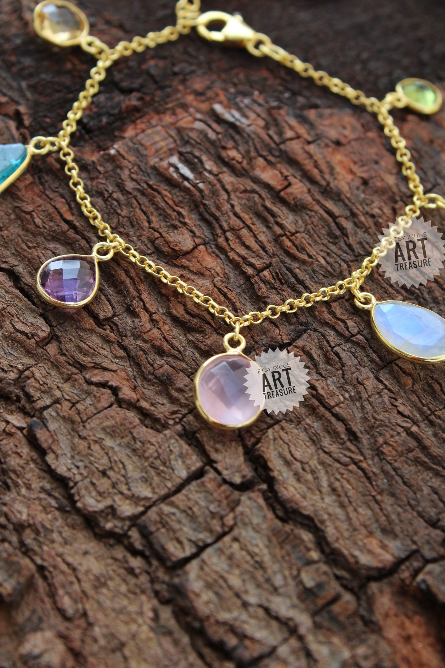 Multi Gemstone Chain Bracelet