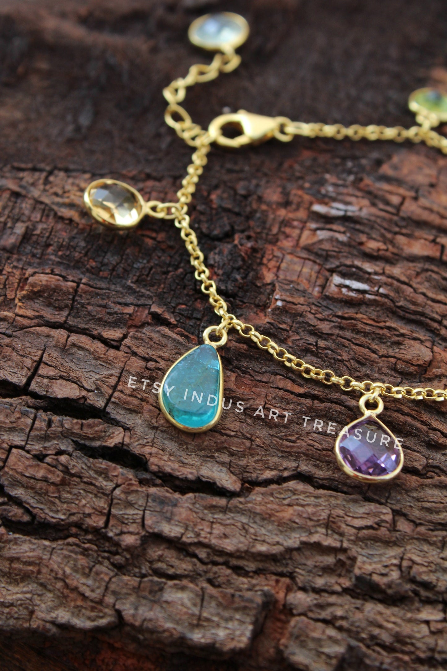 Multi Gemstone Chain Bracelet