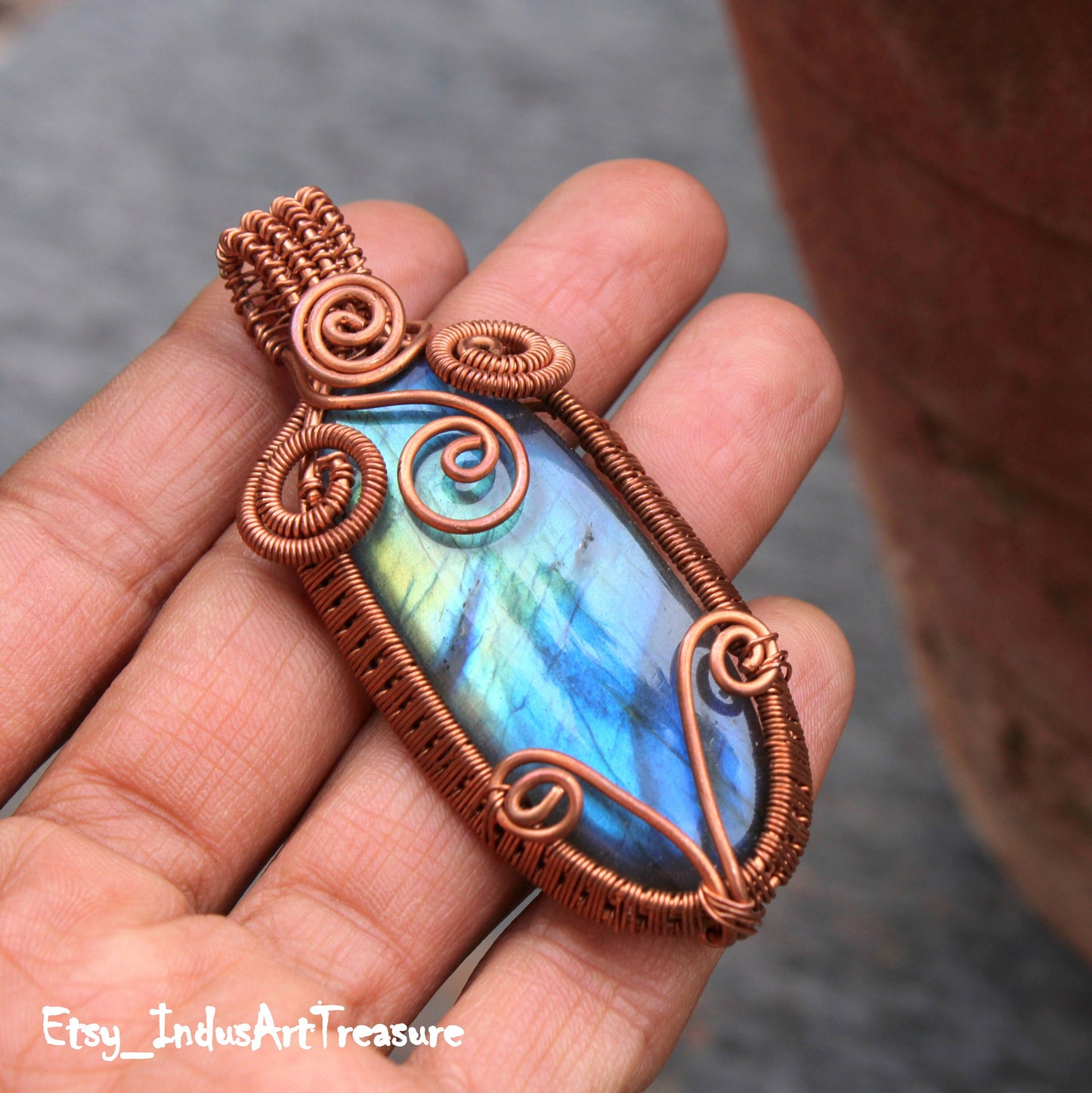 Labradorite Copper Wire Wrap Pendant
