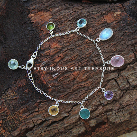 Multi Gemstone Chain Bracelet
