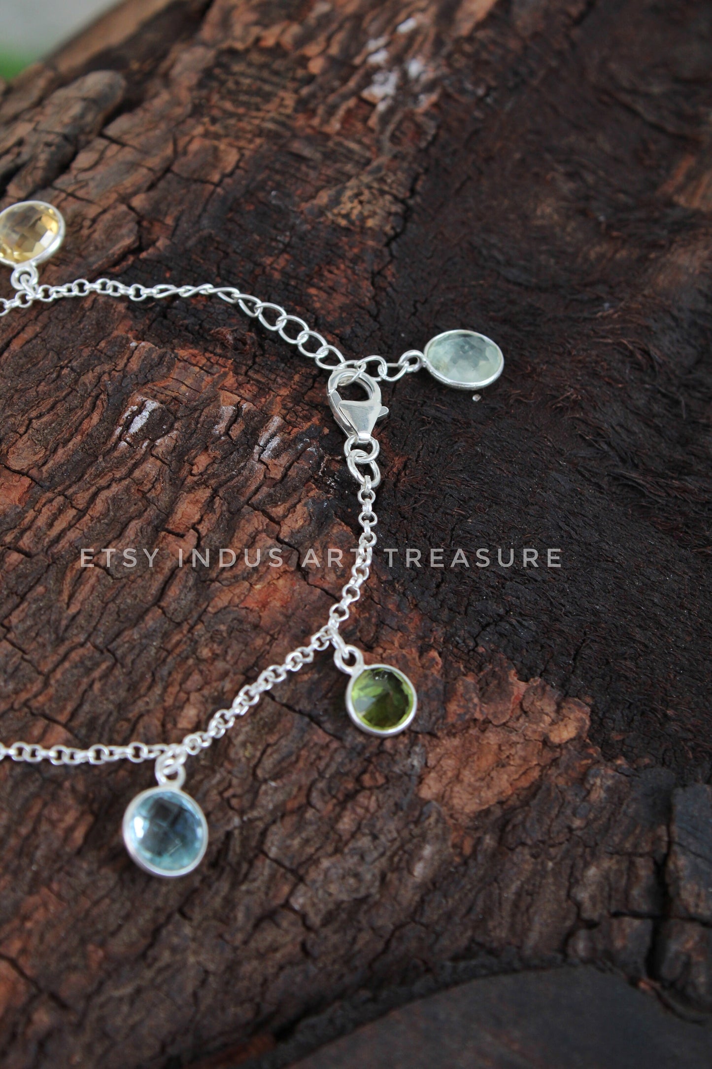 Multi Gemstone Chain Bracelet
