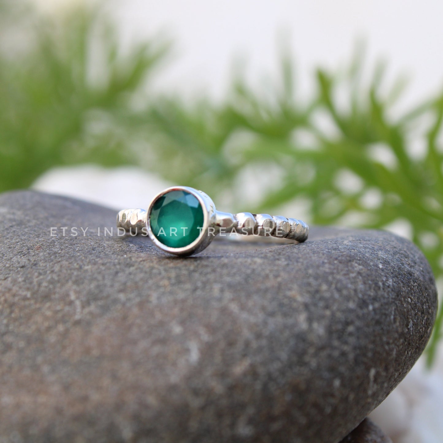 Green Onyx Stacking Ring Set