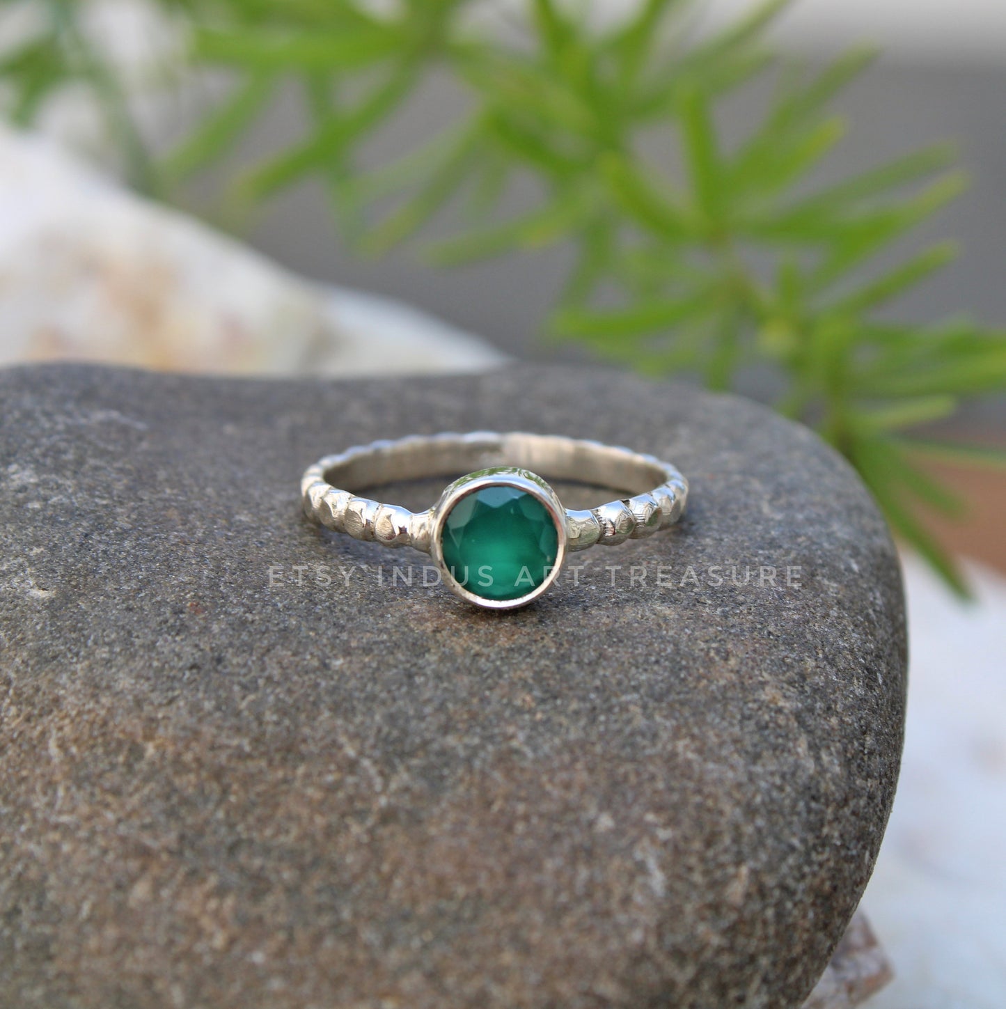 Green Onyx Stacking Ring Set