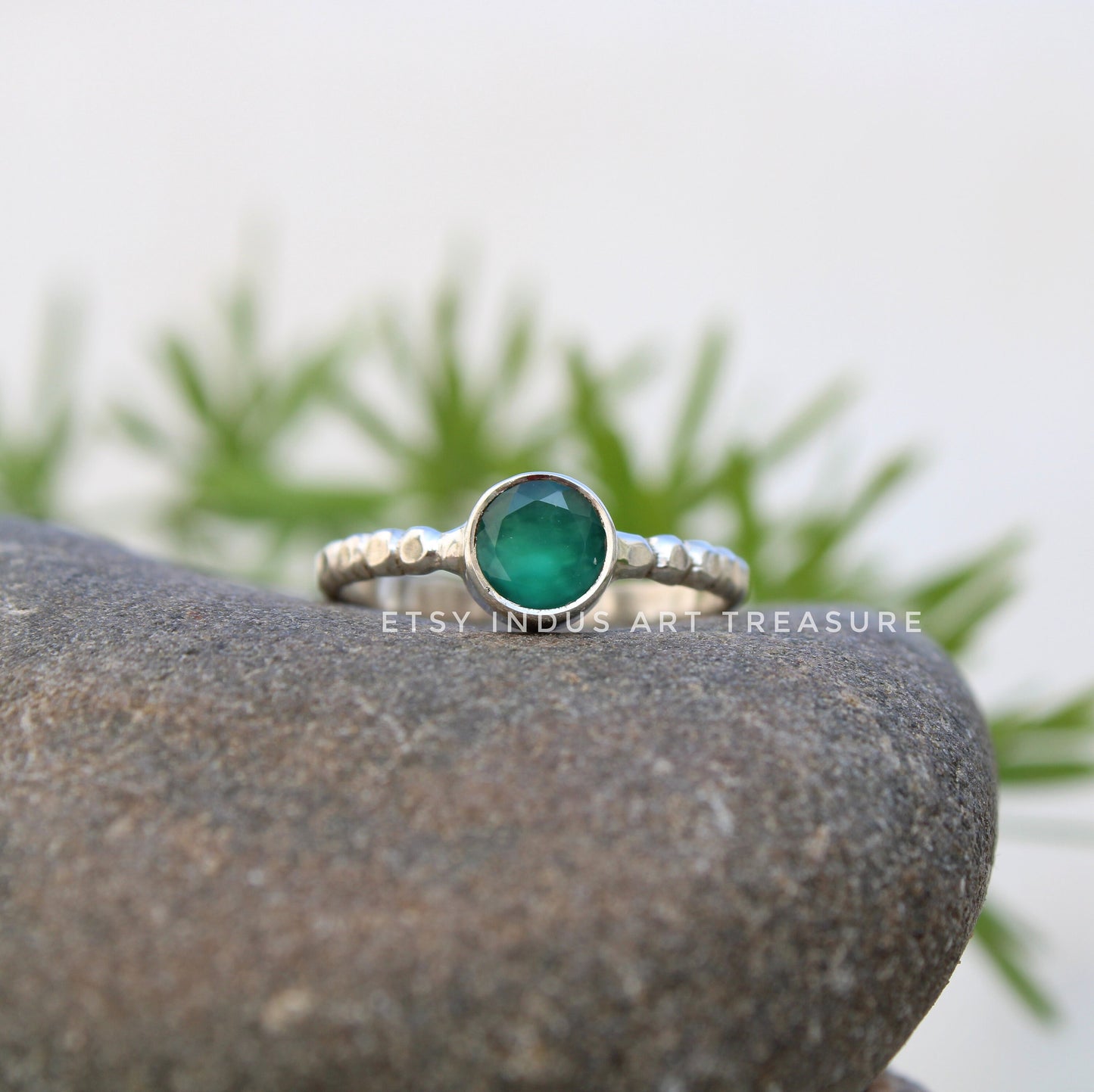 Green Onyx Stacking Ring Set