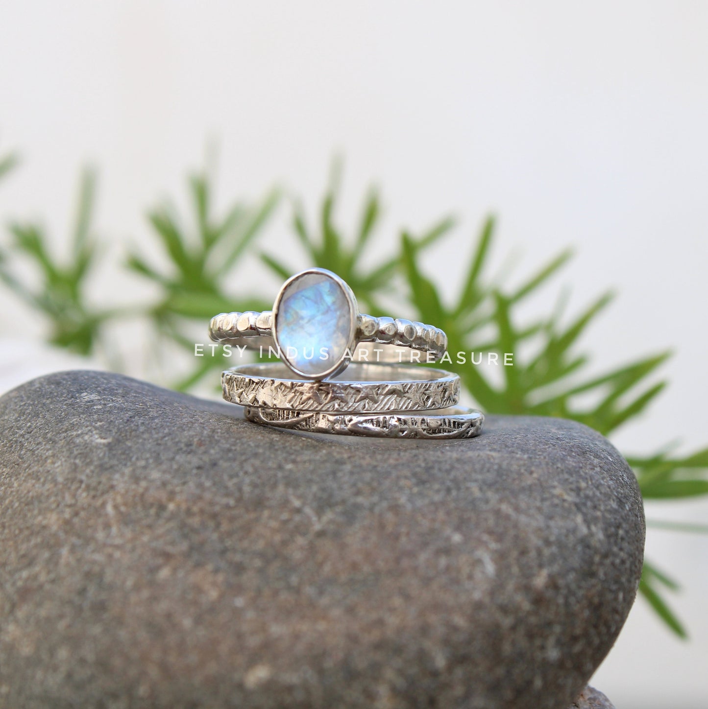 Moonstone Stacking Ring Set